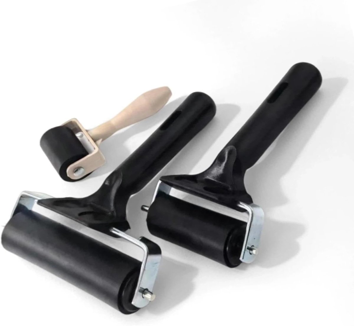 3 Pcs Rubber Rollers, Pressure Roller, Linol Roller, 3.5cm/6cm/10cm, Hard Rubber Roller for Ink Color Block, Stamping - ShopVlot