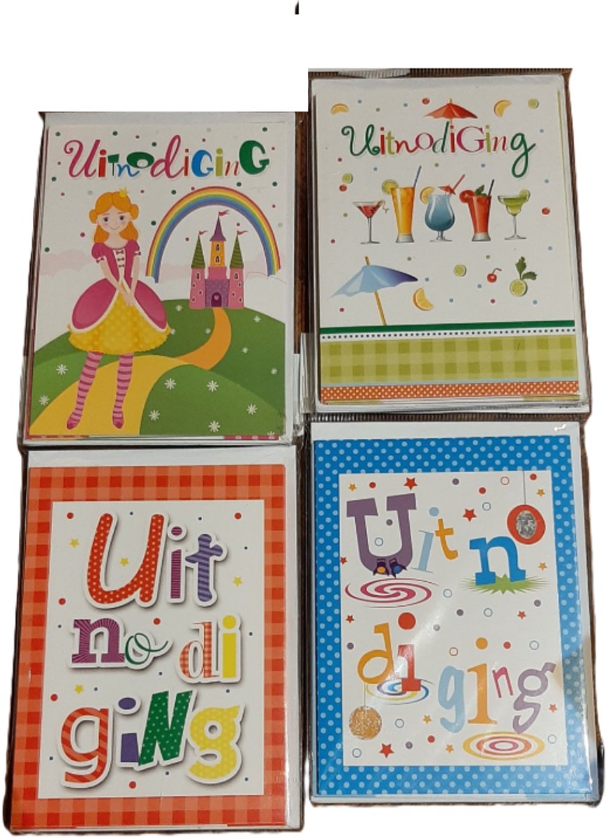 Lannoo cards 6 uitnodigingen en 6 enveloppen set van 4 kleuren.
