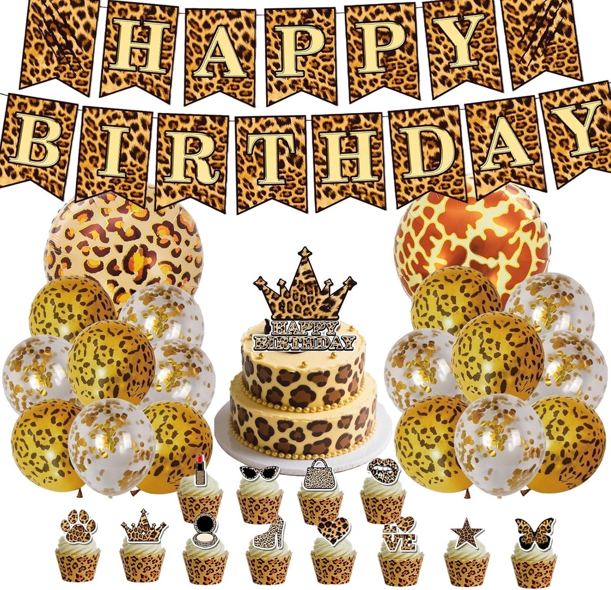 32 Pcs Leopard Party Supplies, Leopard Theme, Birthday Party Decorations, Cheetah Party Decoration, Accessories for - ShopVlot