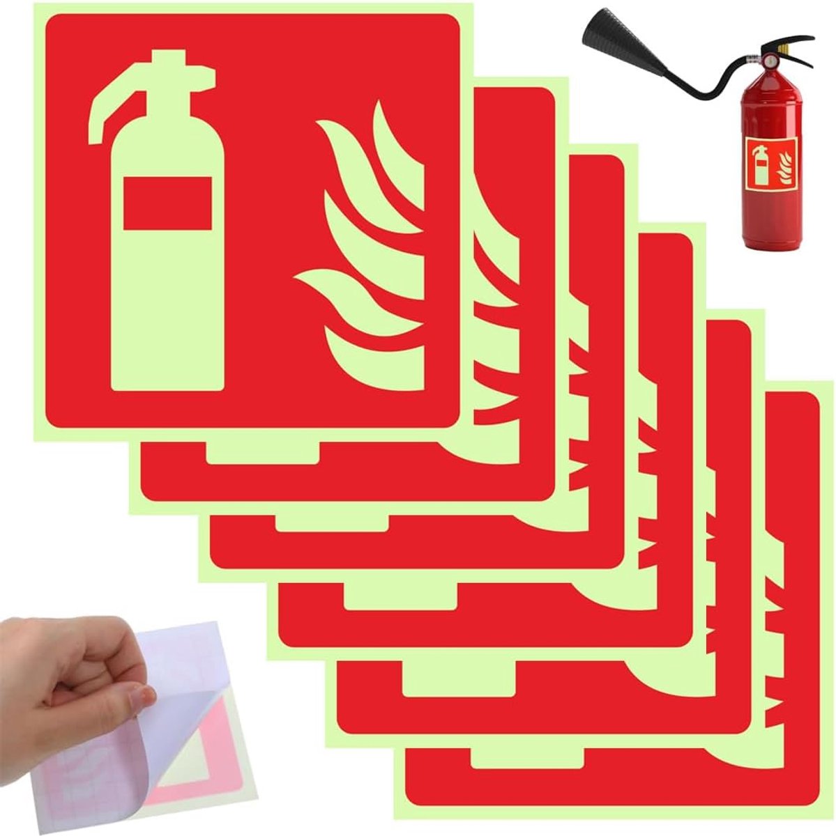 6 x brandblussers, zelfklevend, pvc, 14 x 15 cm, Pictogram Fire Extinguisher Home Office ziekenhuis - ShopVlot
