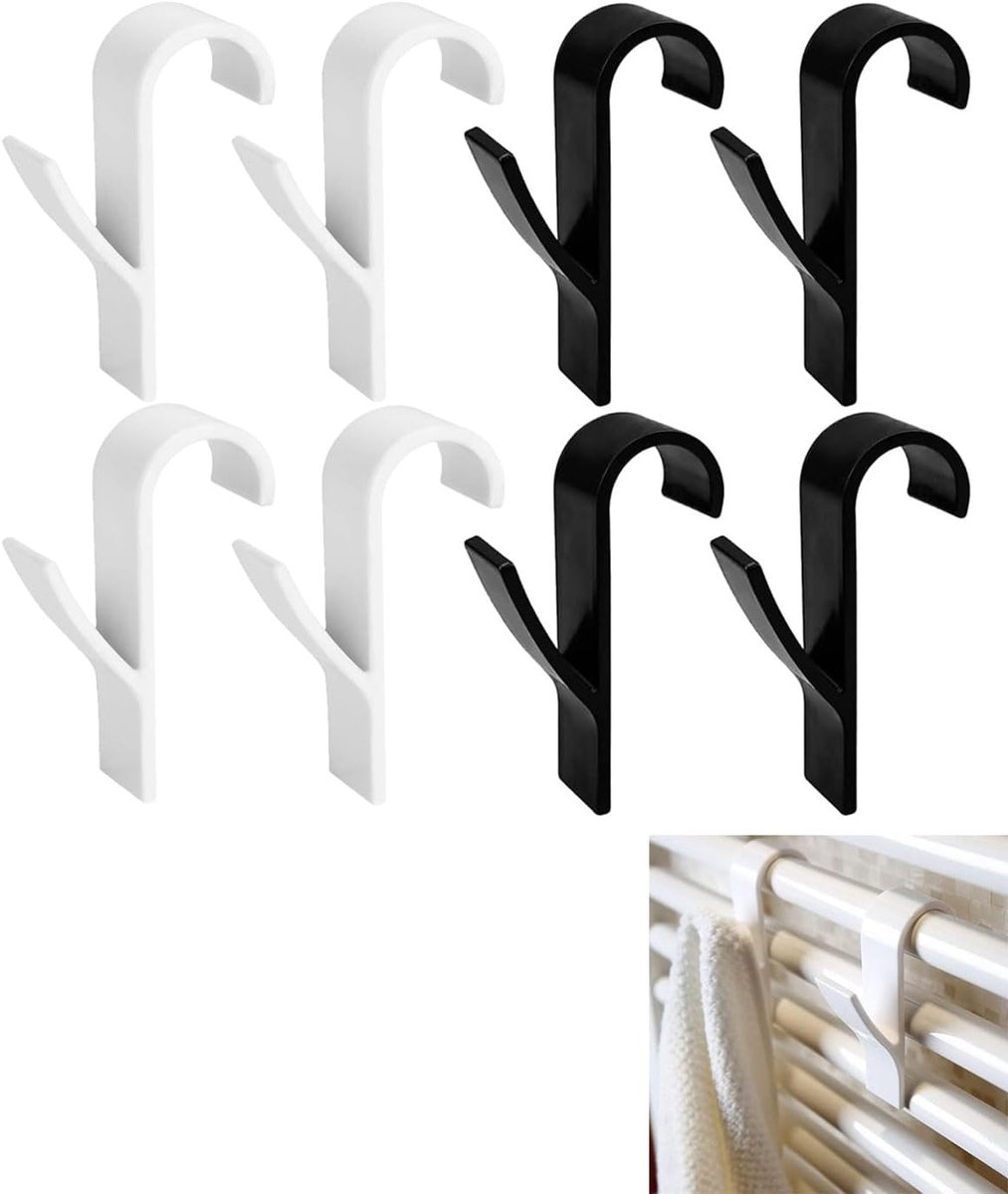 8 stuks ronde radiatorhaken, handdoekhaken voor badkamer, haken voor handdoekradiator, voor alle standaard radiatoren - ShopVlot