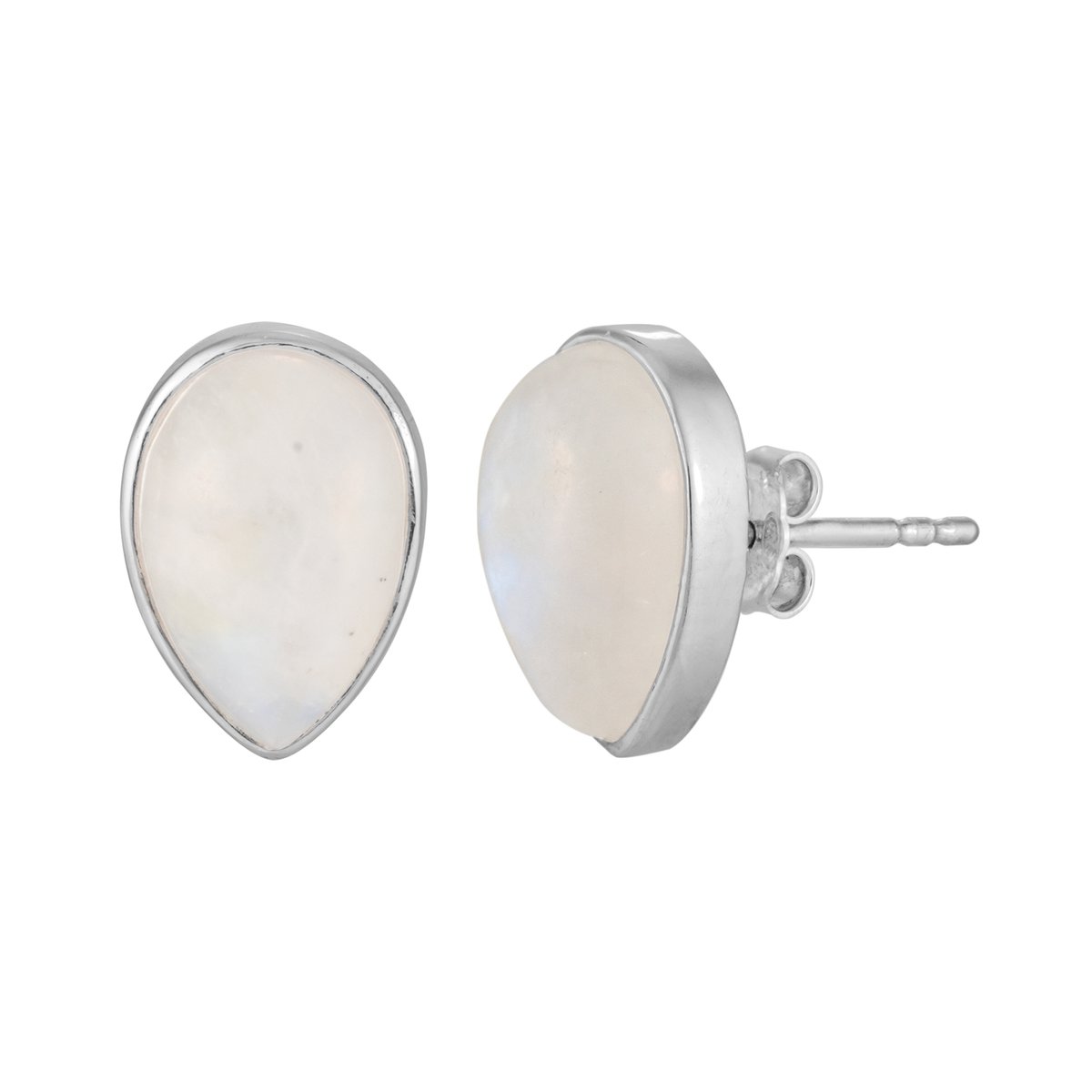 Cavill - Zilveren Oorbellen met 7,2 ct Witte Labradoriet Cabochon - 925 Sterling Zilver Rhodium - Elegante Peervormige Druppel Oorbellen Dames Feest