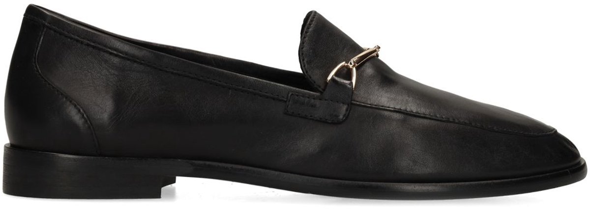 Manfield - Dames - Zwarte leren loafers - Maat 42