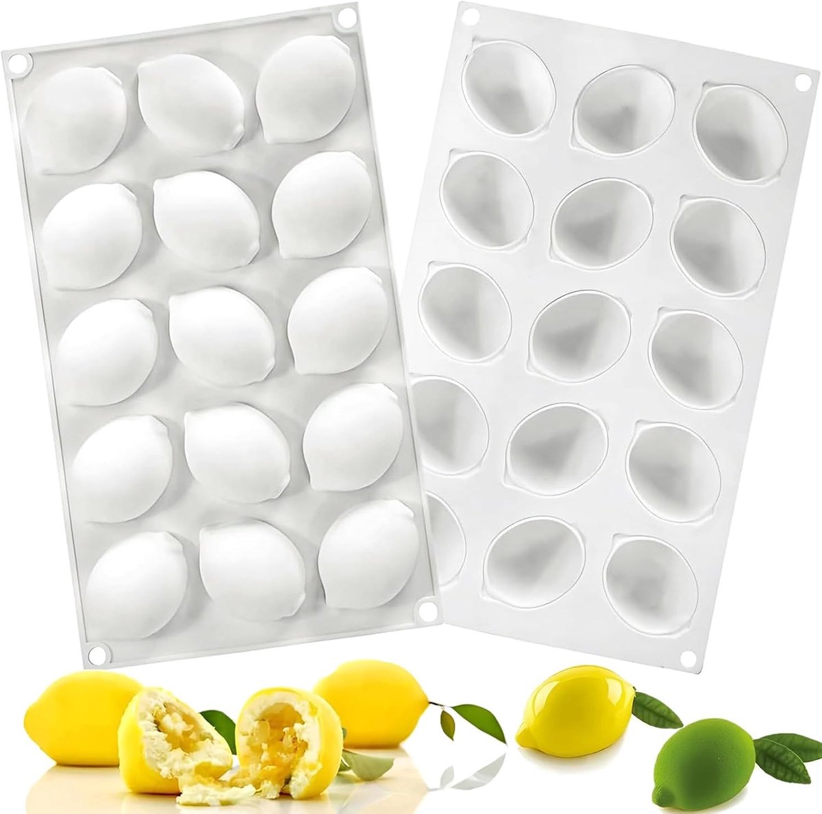 3D Silicone Lemon Mould, 3D Baking Mould, 3D Baking Mould, 15 Holes, Silicone Baking Mould for Muffins, Cupcakes - ShopVlot