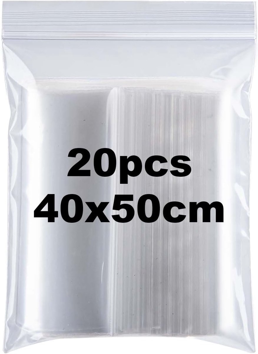 Resealable Plastic Bags, 20 Pieces, 40x50cm, Lockable Plastic Bags, Large Resealable Plastic Bags, Thickening - ShopVlot
