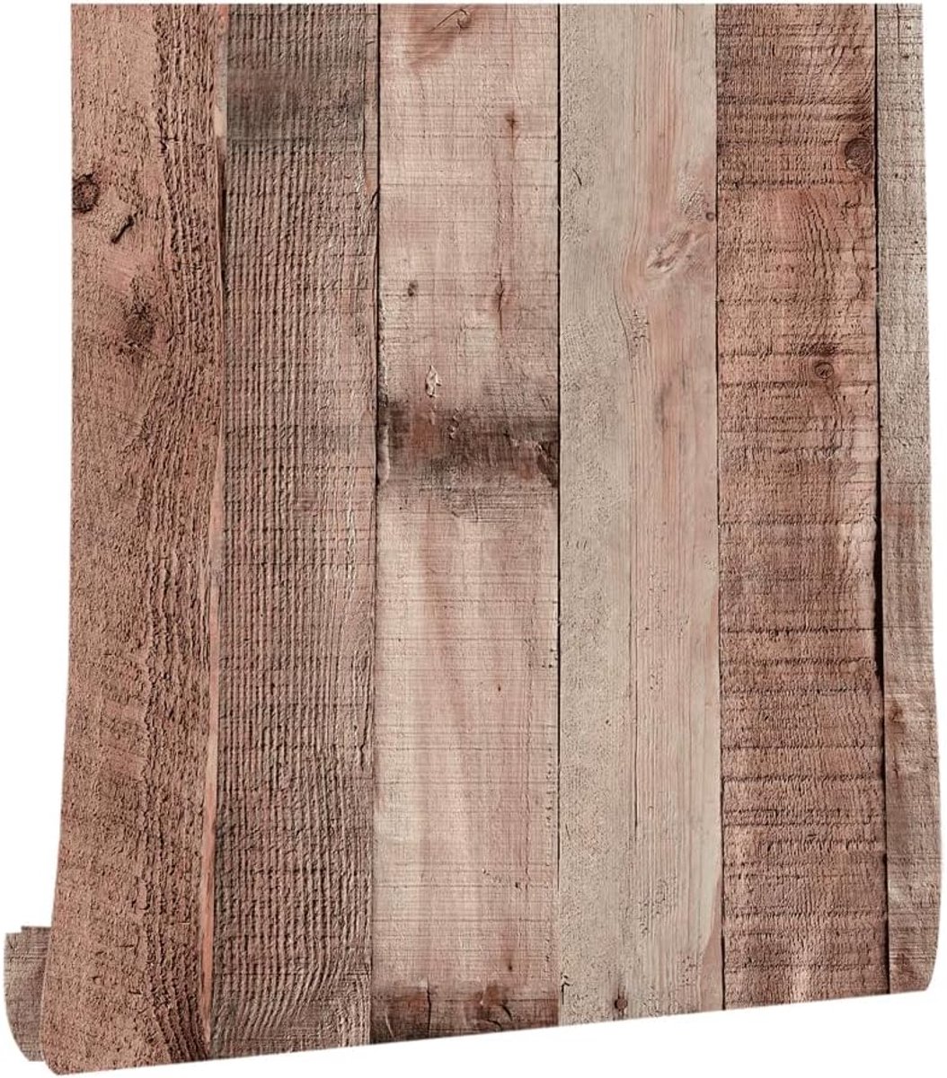 Wood Effect Self-Adhesive Wallpaper 44.5 x 500 cm, Colourful Wood Grain, Stripe Panel Effect Wallpaper Wooden Slats - ShopVlot