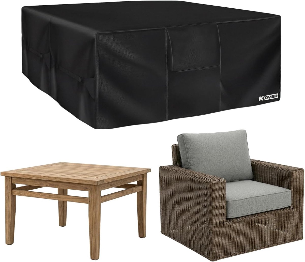 COVER - Garden Table Cover Black 120x120x74cm - Waterproof Oxford Cover for Outdoor Furniture & Patio Set - ShopVlot