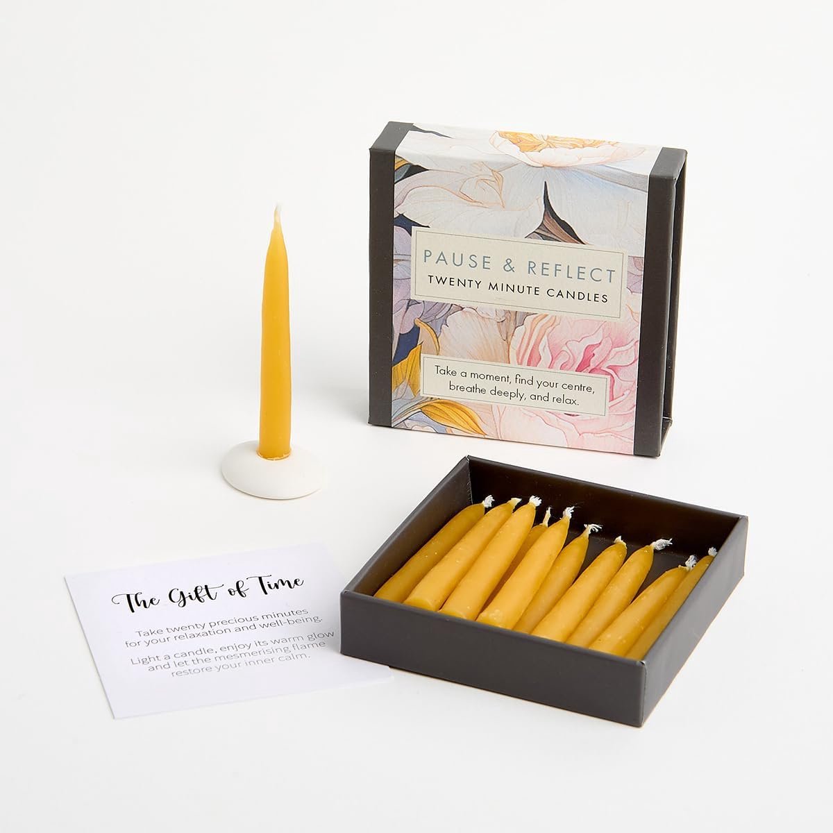 Signature Collection - Pause & Reflect (Floral) 12 Pieces Twenty Minute Candles with Ceramic Holder - ShopVlot