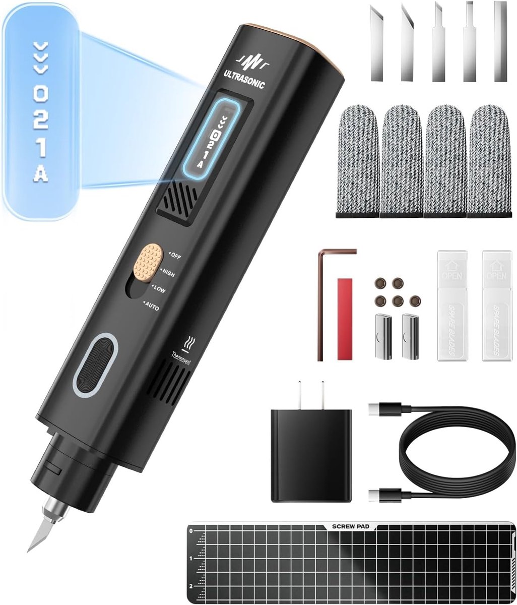 40KHZ Ultrasone snijder, ultrasoon mes, elektrisch ultrasone cutter, OLED-display, 3D-printermodel, snijmes - ShopVlot
