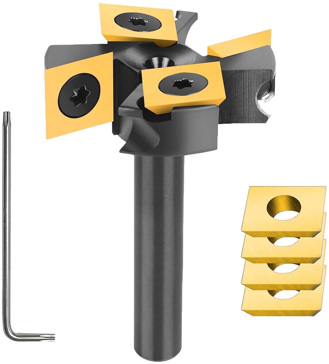 SpeTool Face Cutter 8mm Shank 38.1mm Cutting Diameter Face Milling Cutter with 4 Interchangeable Carbide Blades (12mm - ShopVlot
