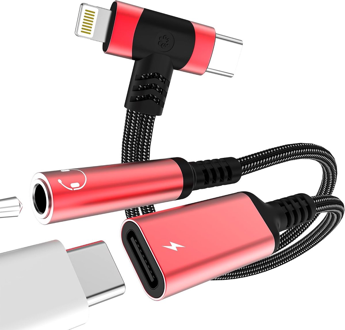 Lightning naar Jack Adapter USB-C Aux-hoofdtelefoon voor iPhone 17 16 15 14 Pro Max Compatibel met Samsung 3,5 mm - ShopVlot