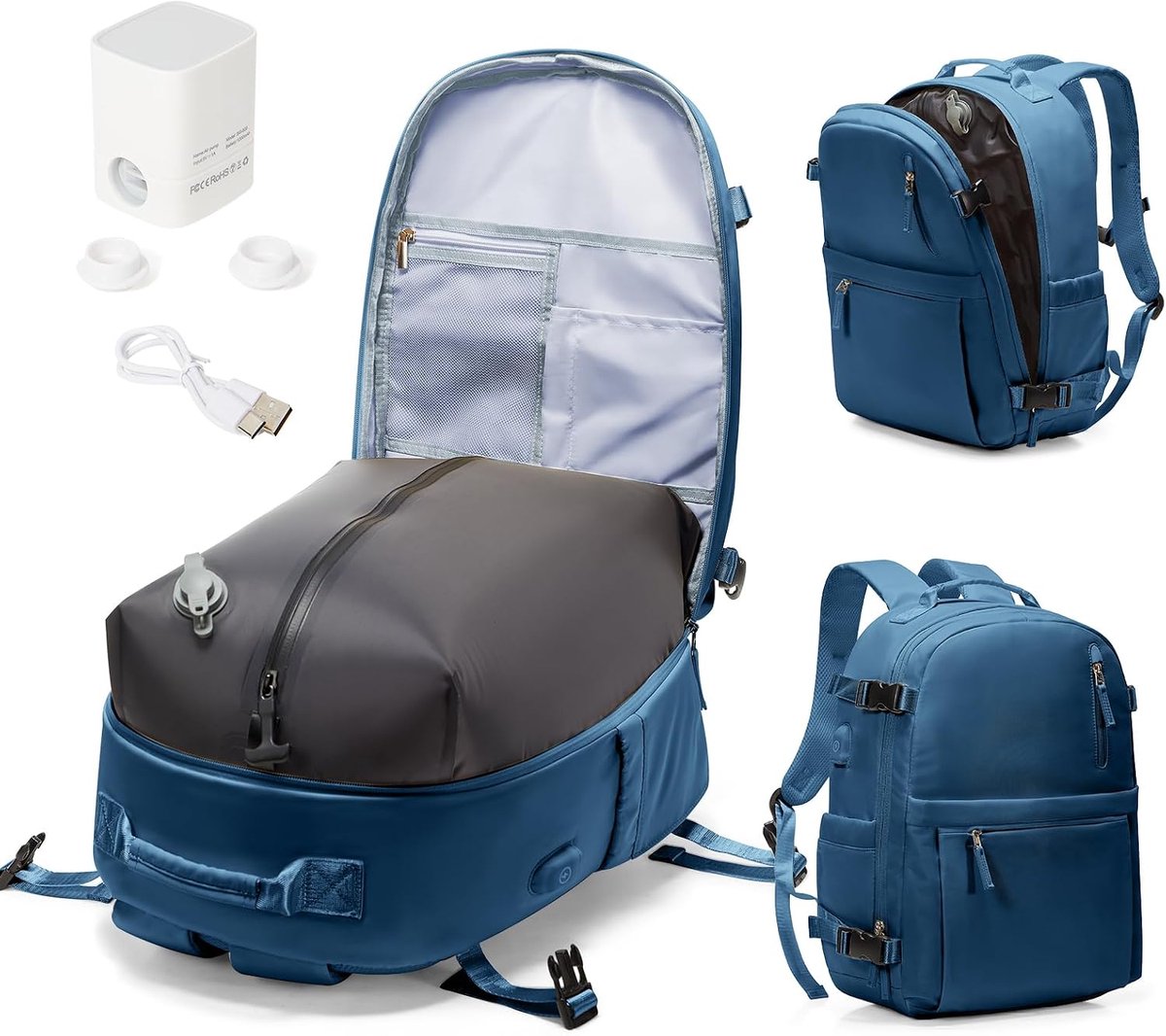 Vacuum Backpack with Electric Pump, Waterproof Cabin Cabin Luggage with USB Port, Ryanair Underseat carry-ons Bag - ShopVlot