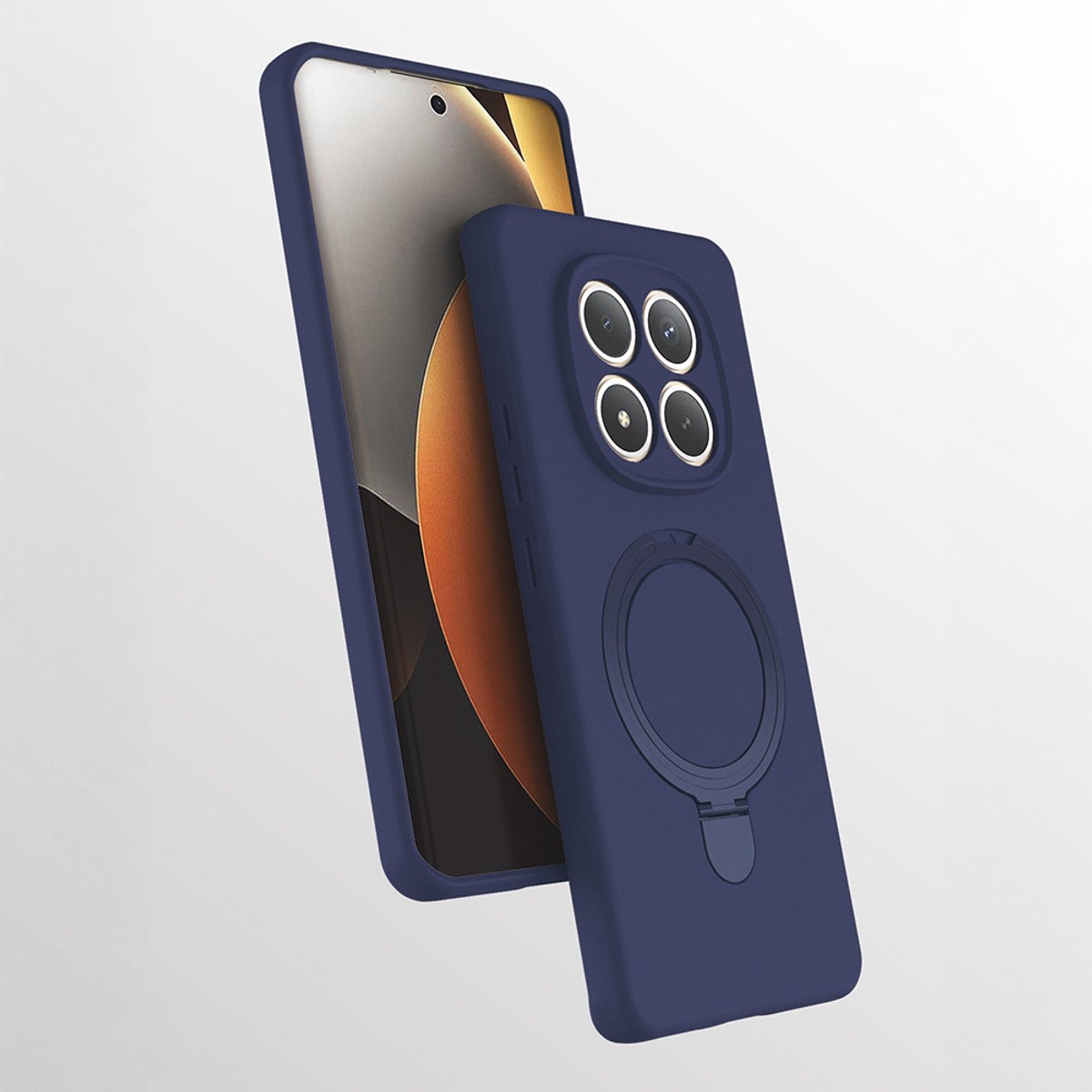 Hoesje Geschikt voor Xiaomi Redmi Note 15 4G / 5G Hoesje – Navy – Zachte Siliconen Backcover met Ring – MagSafe Geschikt – Slim & Beschermend