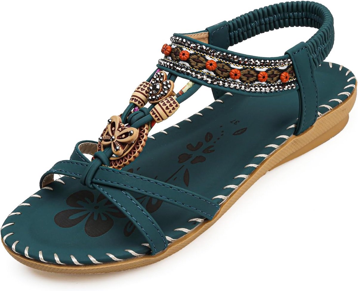 Women's Elastic Back Strap Flat Sandals for Summer Beach - ShopVlot