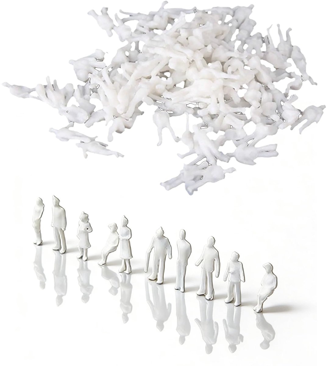 Solidchoice - Set van 100 Onbeschilderde Miniatuurfiguren 1:100 voor Modelbouw