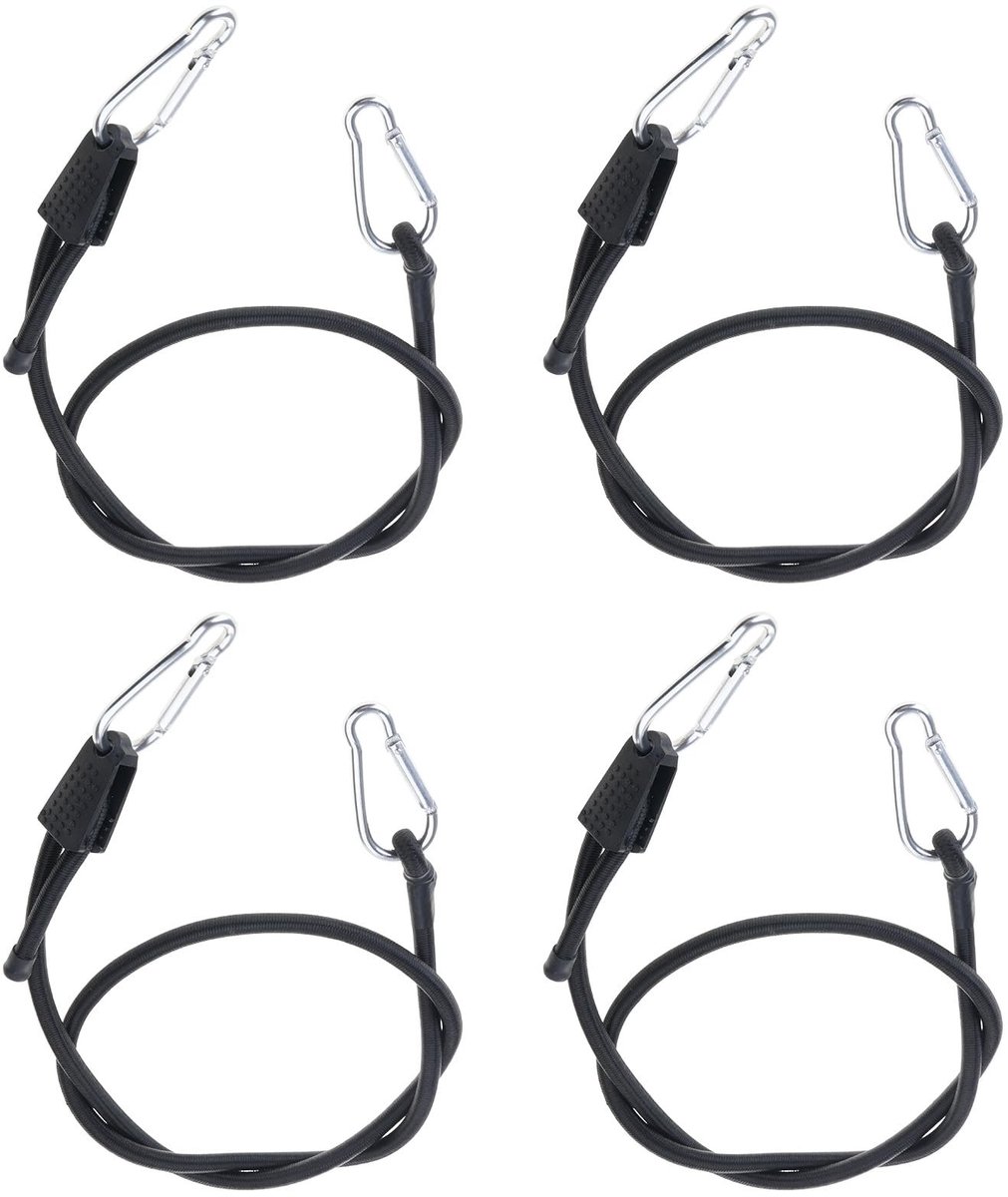 Solidchoice - 4 Stuks Verstelbare Bungee Touwen met Haken