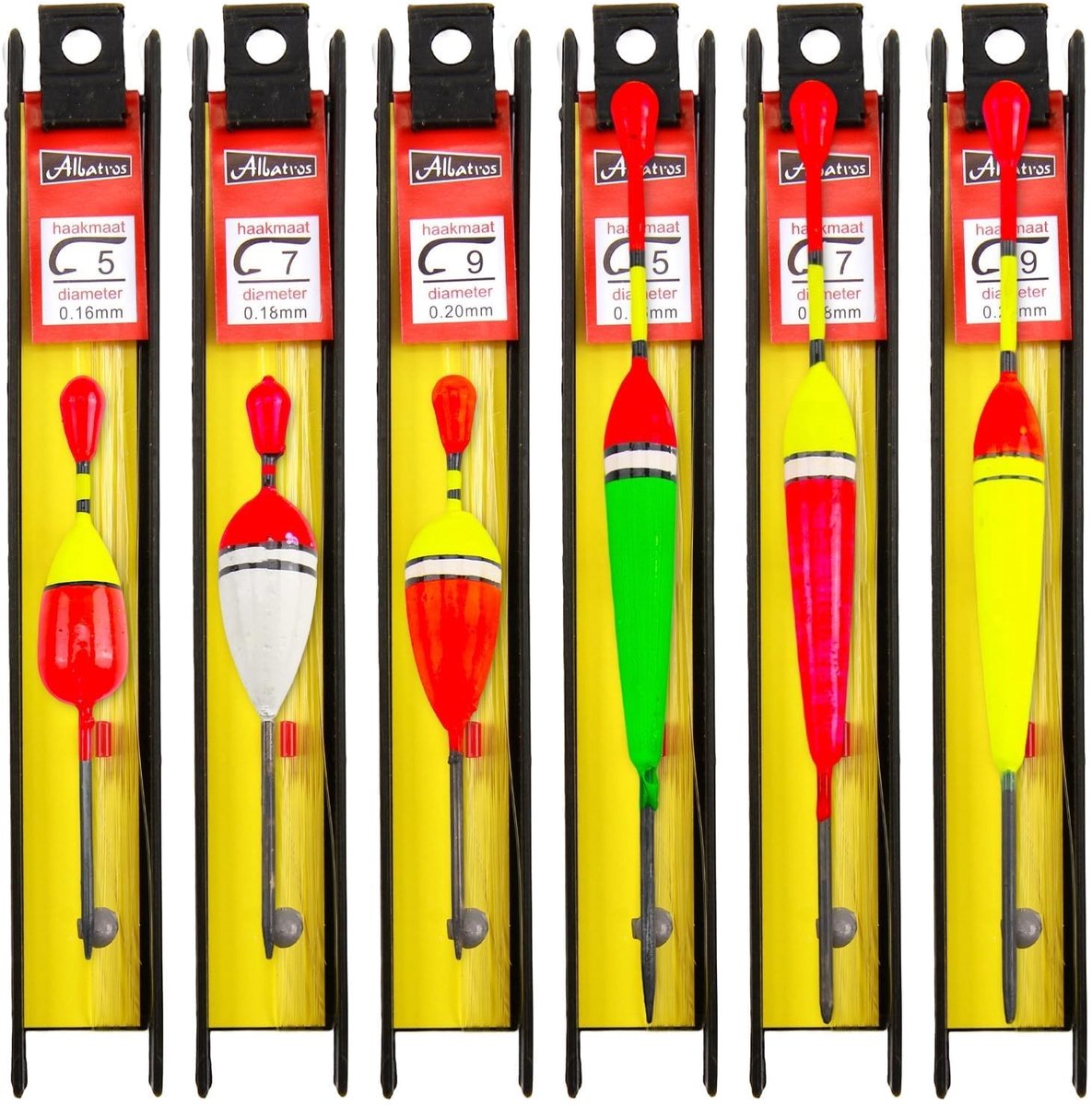 Solidchoice - Set van 6 Drijvende Vissersfloat met Lood en Haak