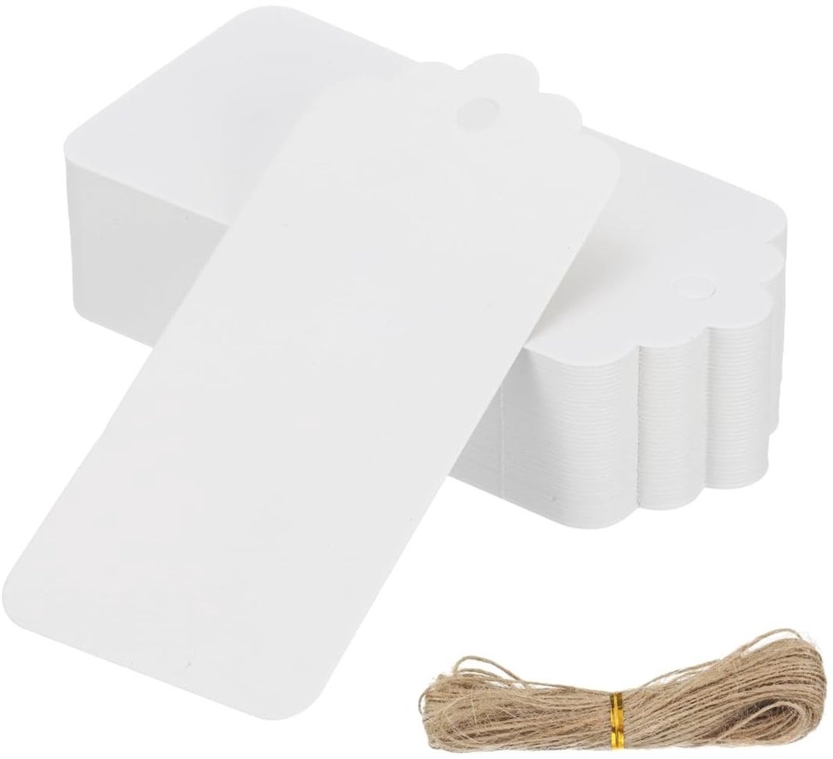 Solidchoice - 100 Kraft Papieren Labels met Jute Touw voor Cadeaus