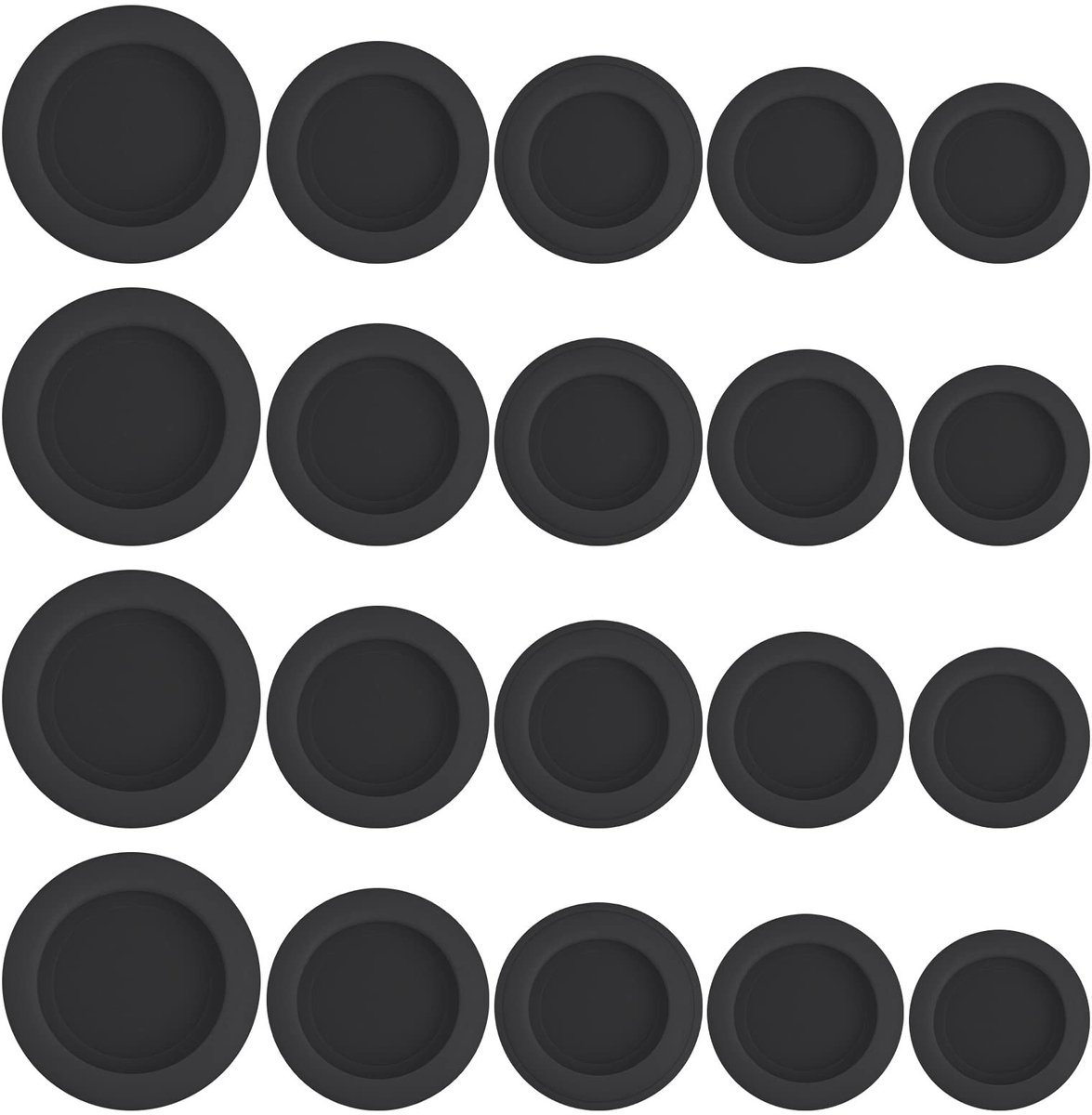 Solidchoice - Set van 20 Rubber Stoppen voor Spaarpotten in Zwart