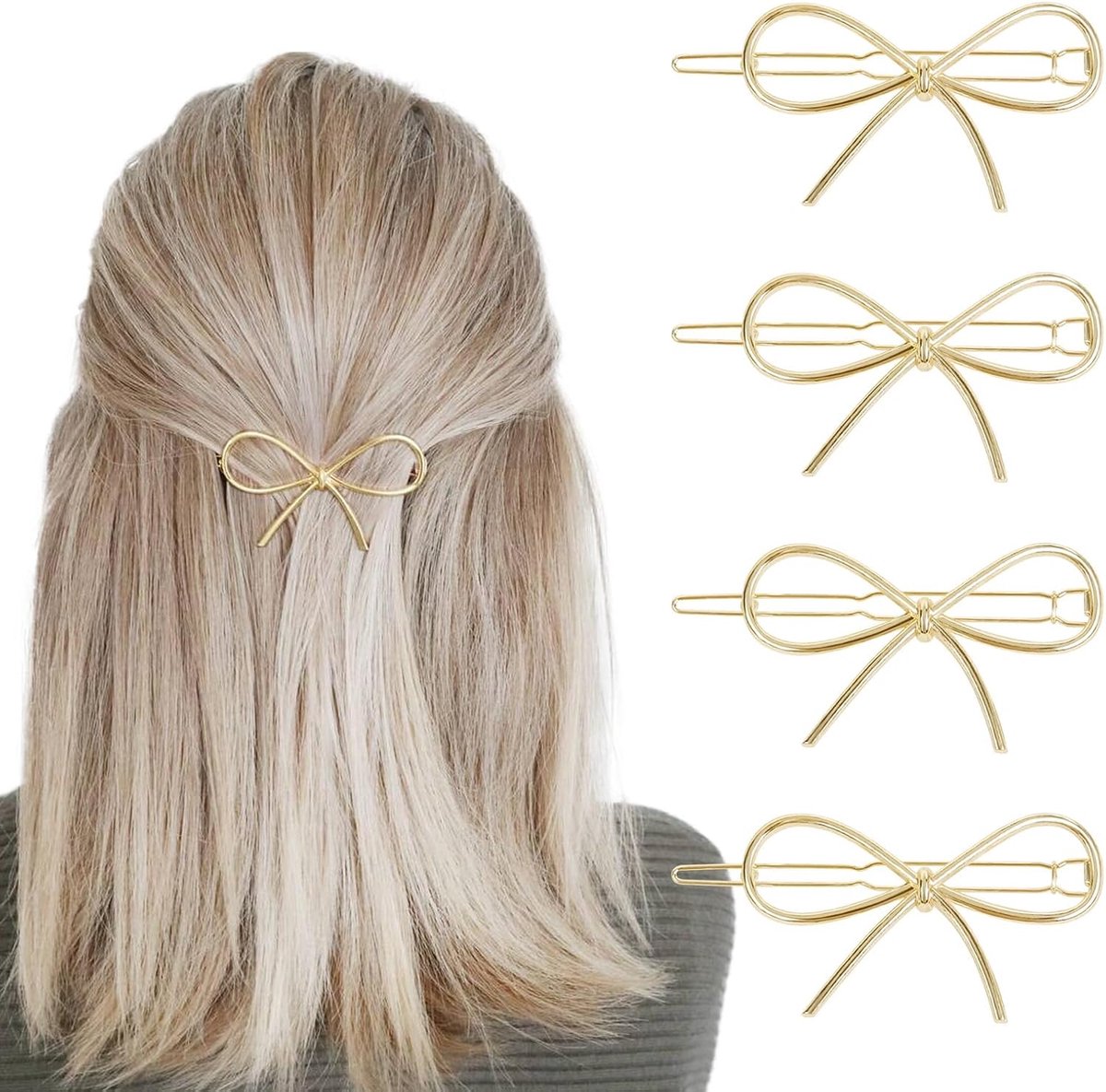 Haarspelden 4 stuks - gouden metalen haarspelden - non-slip - voor aantrekkelijke haarstijlen - ShopVlot