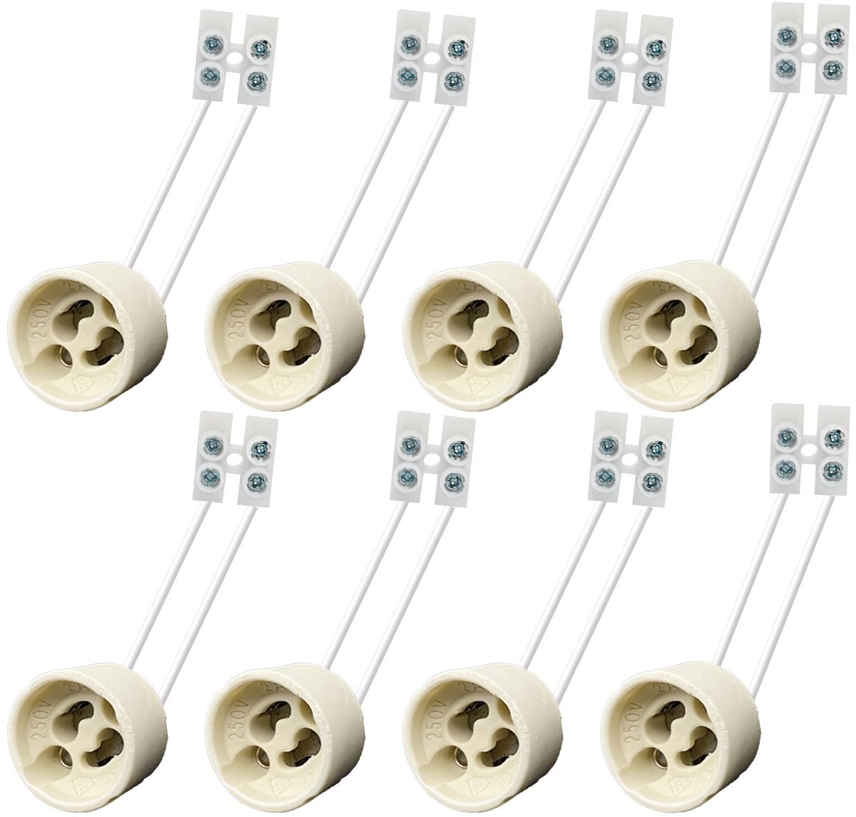Solidchoice - Set van 8 Keramische GU10 Fittingen met Silicium Draden