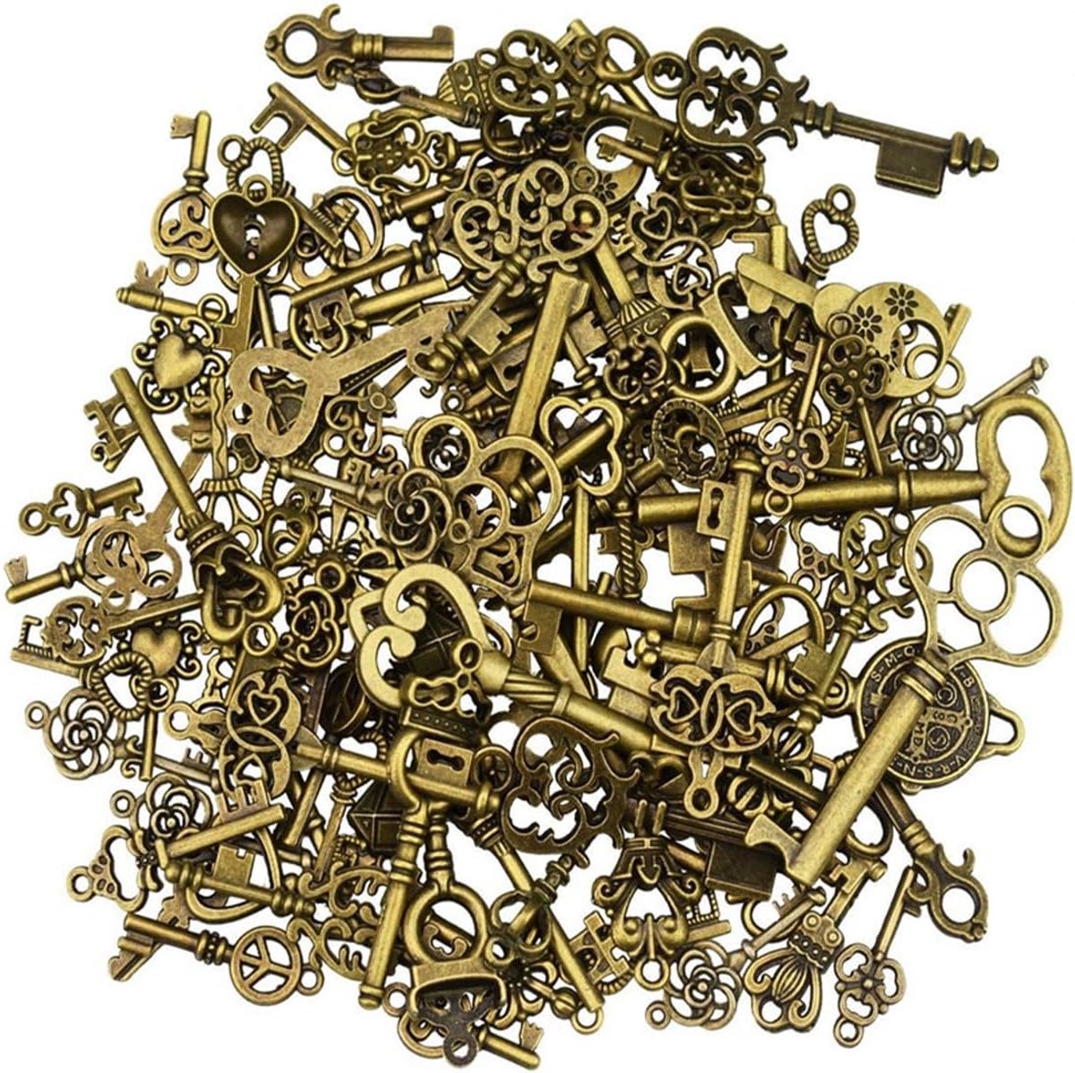 Vintage sleutels set 125 stuks - antiek brons - decoratieve sleutels - perfect voor sieraden maken - ShopVlot