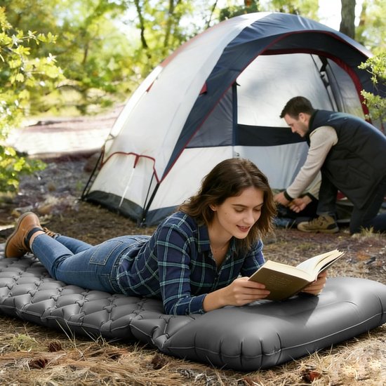 Opblaasbare mat 190 x 60 cm - TPU - met voetpedaal - ideaal voor camping - ShopVlot — afbeelding 4
