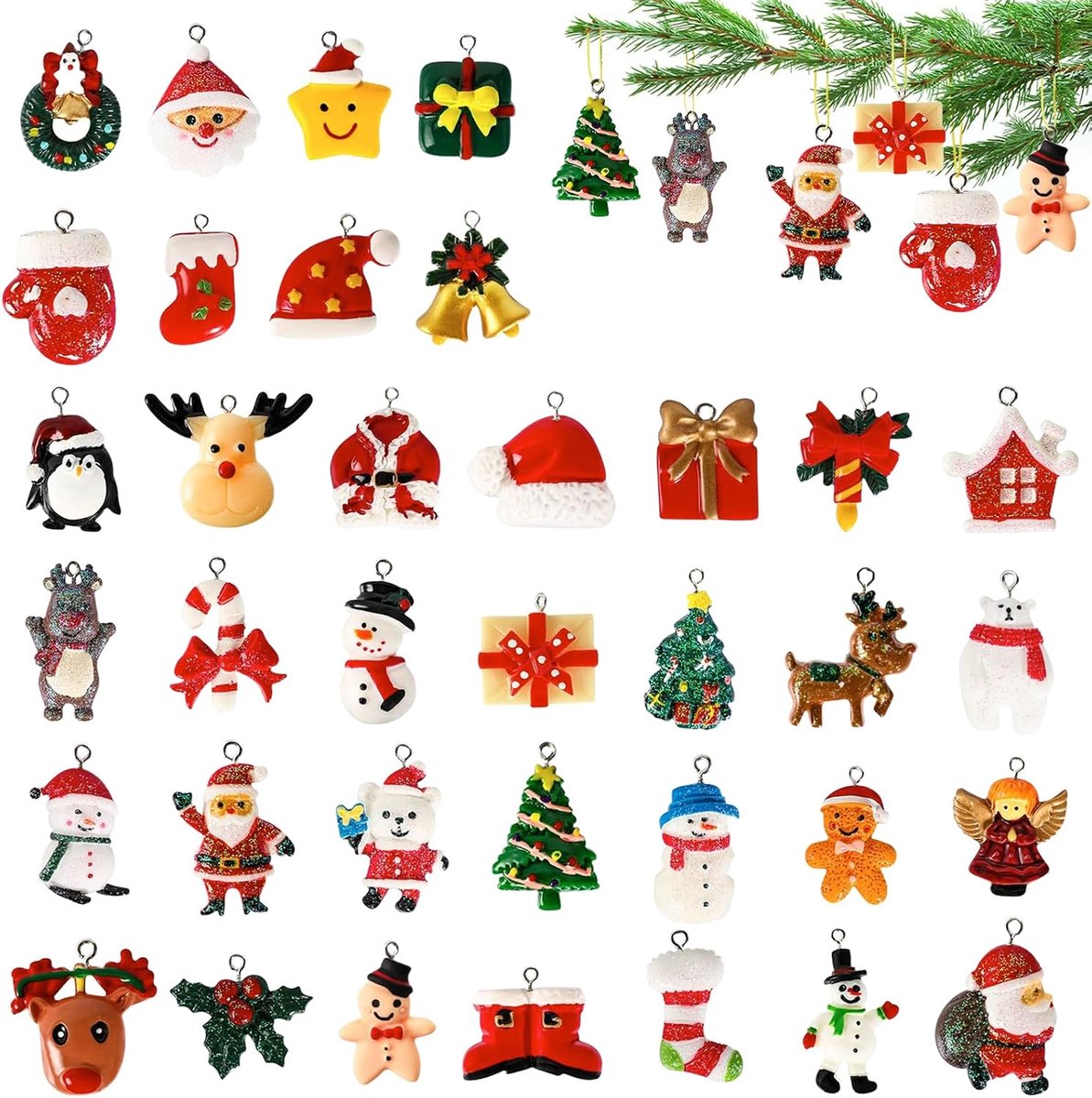 Mini kerstornamenten 36 stuks - mini kerstboom hangers - schattige ontwerpen - voor sfeervolle kerstdecoratie - ShopVlot