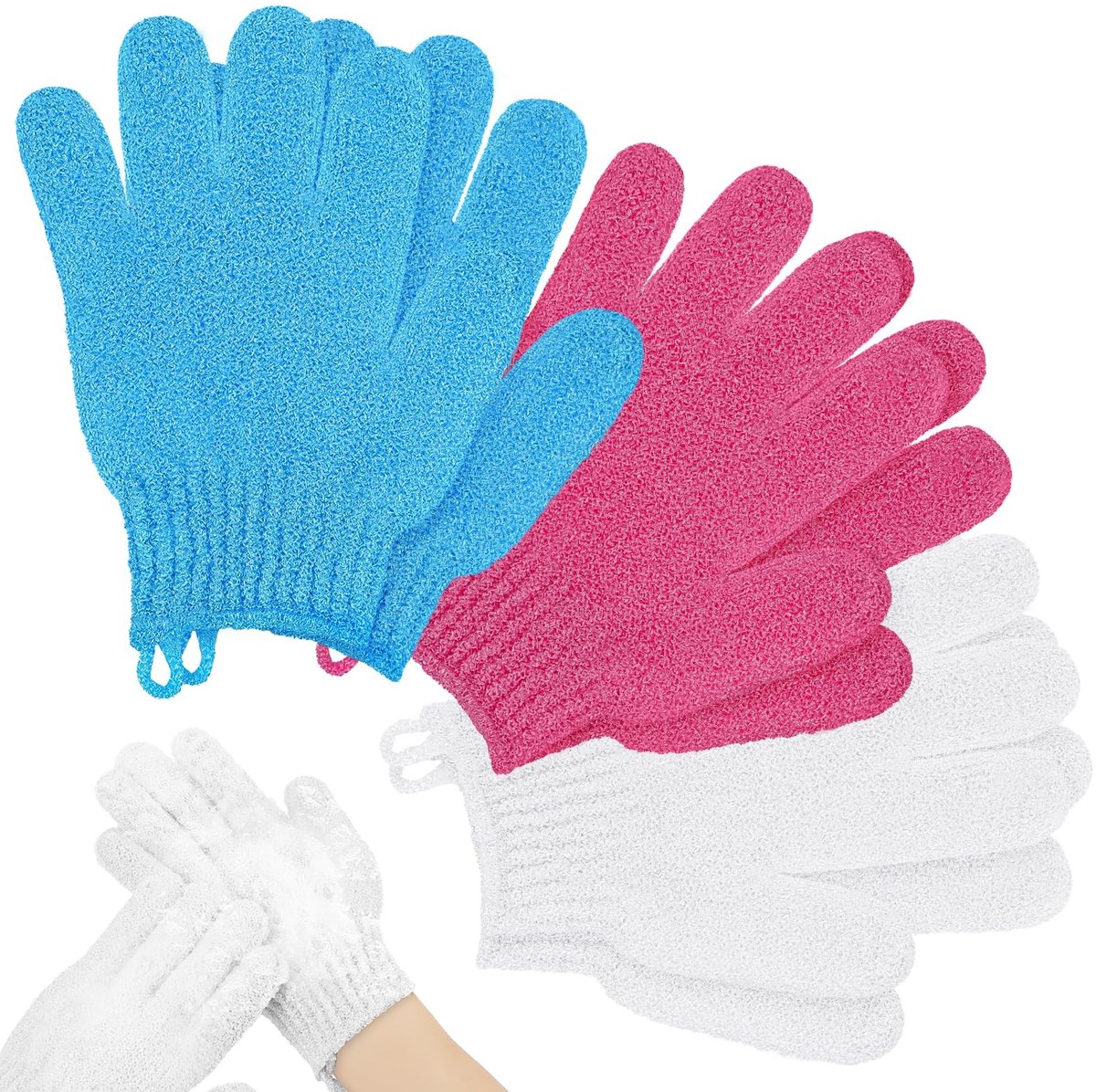 Solidchoice - Set van 6 Exfoliërende Handschoenen voor Bad en Lichaam