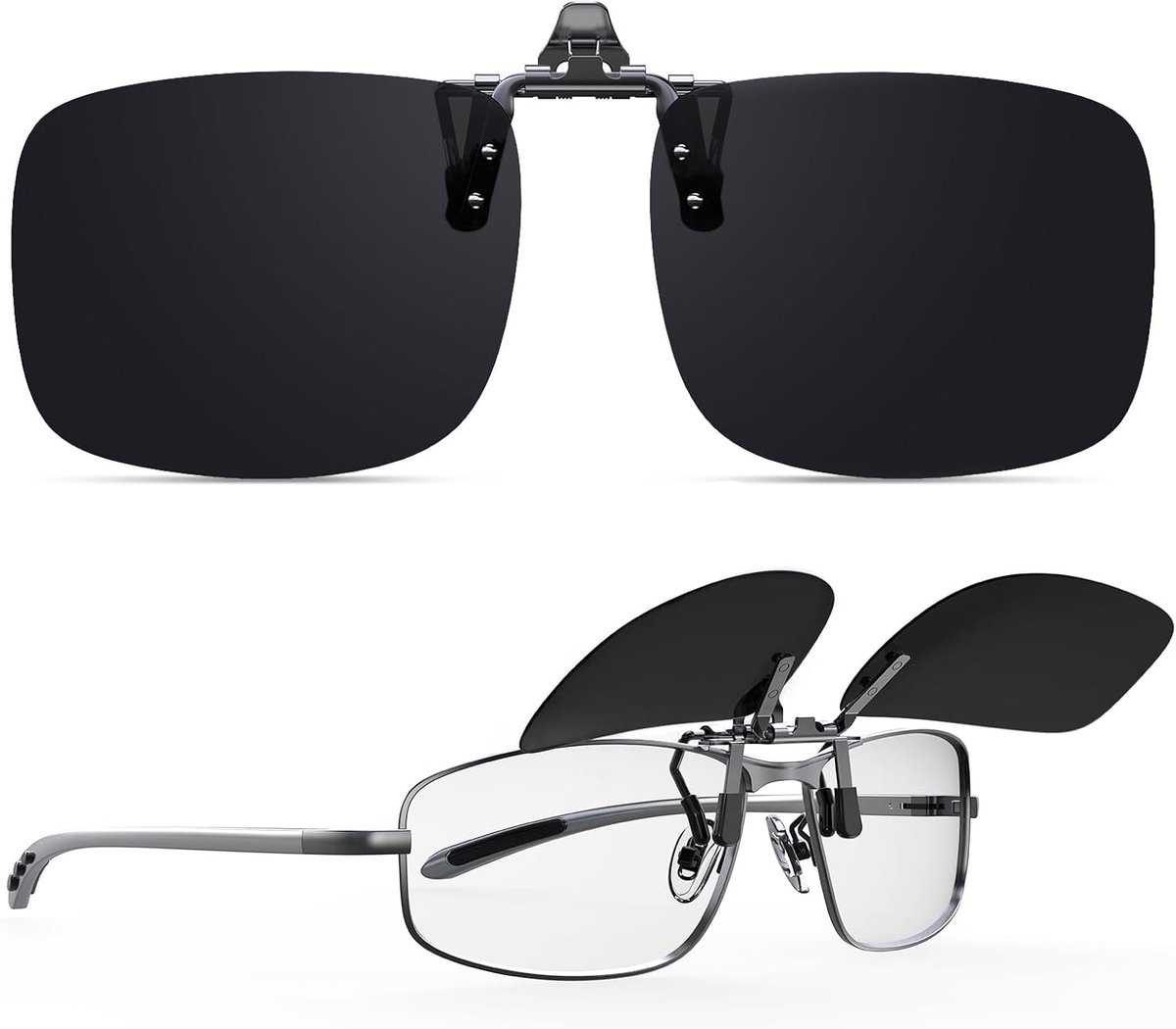 Zonnebril met clip unisex - Super donkere zwarte lens - Cat.4 voor gevoelige ogen - Ideaal voor fel licht - ShopVlot