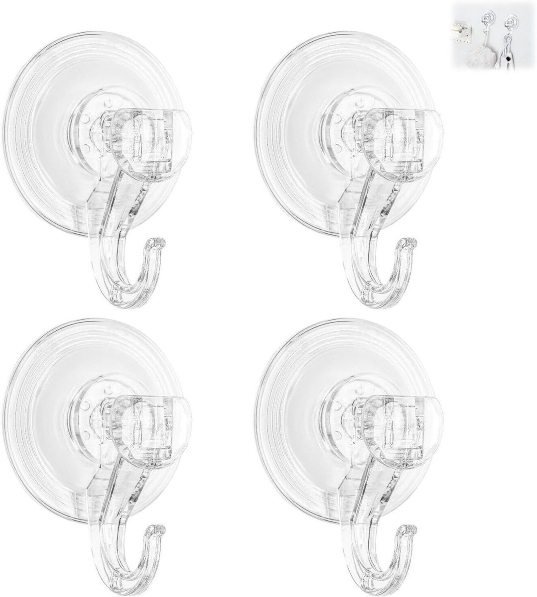 Suctiehaak 4 Stuks - Herbruikbare PVC Haak - Extra Sterk met Tot 3 kg Draagkracht - Ideaal voor Ramen en Badkamer - ShopVlot