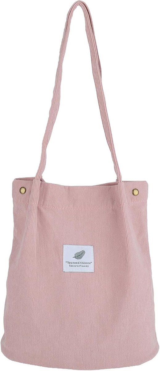 Tote bag dames - roze katoen - herbruikbaar - ideaal voor winkelen - ShopVlot