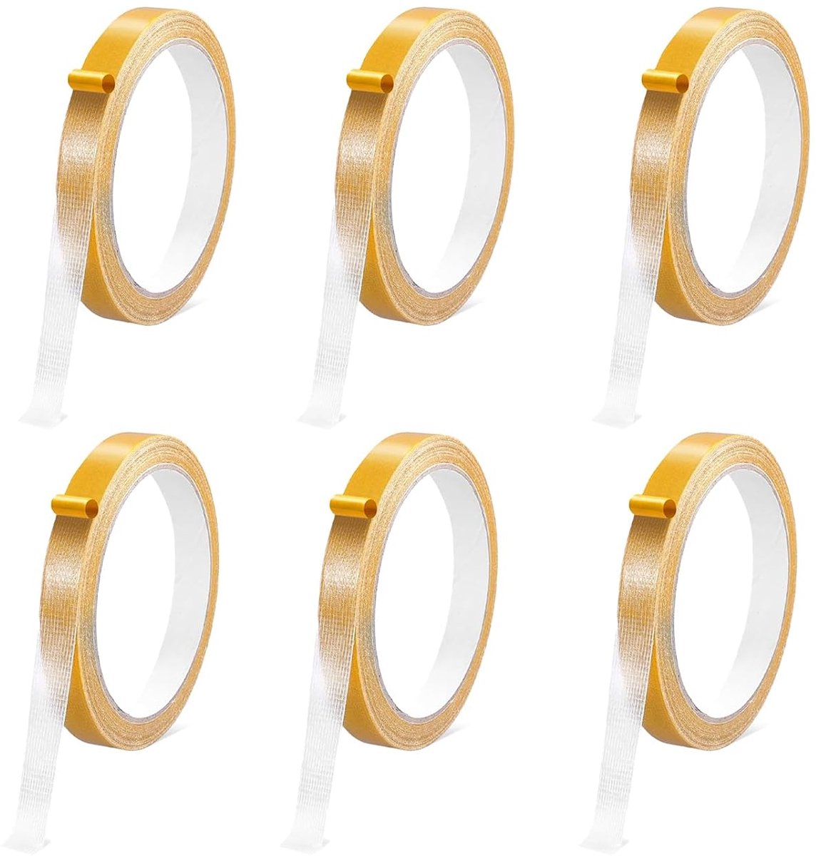 Dubbelzijdig plakband 1 cm x 10 m - stof - heavy duty - ideaal voor kleding en gordijnen - ShopVlot