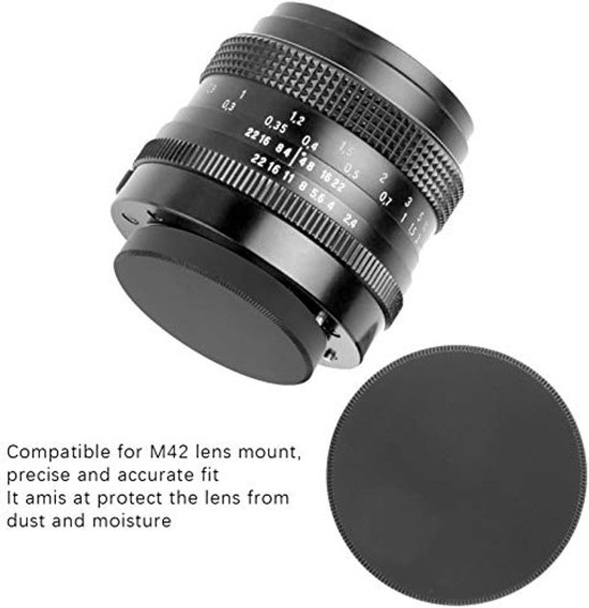2 stuks lensdop, M42-lensvatting, achterste lensdopkap, geschikt voor M42-cameralens, aluminium cameralensbeschermkap, vervanging voor M42-schroeflensvatting