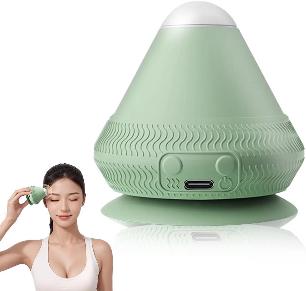 Trigger point massager met warmte en vibratie - groene kleur - massagebal met zuignap - ShopVlot