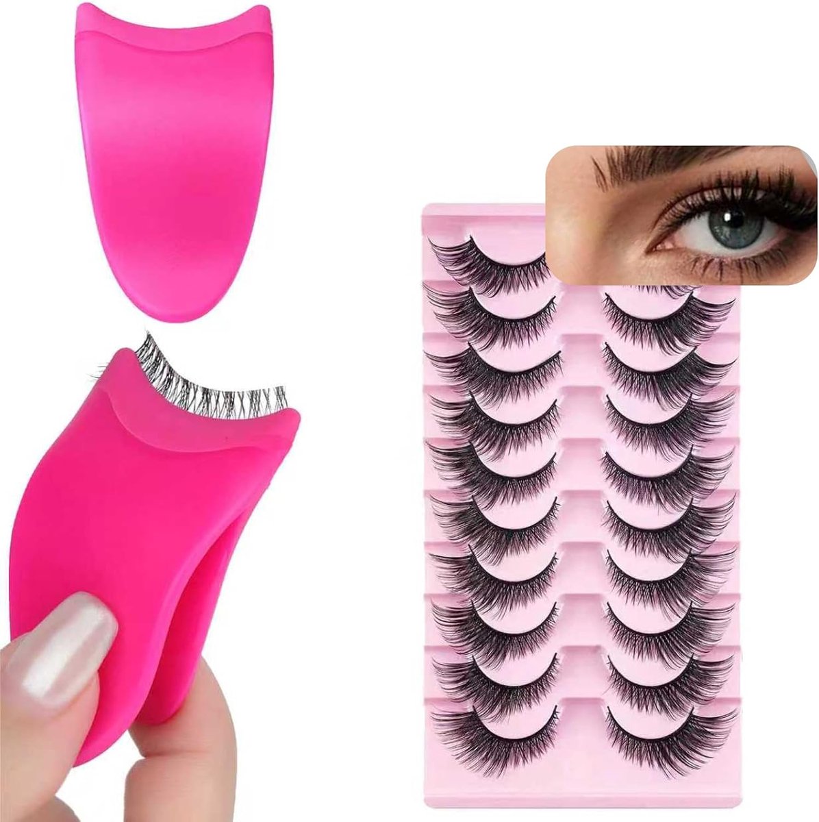 Valse Wimpers Natuurlijke Look - Fluffy 3D Wimpers - Wispy Fox Eye Effect - 10 Paar met Silicone Wimperpincet - ShopVlot