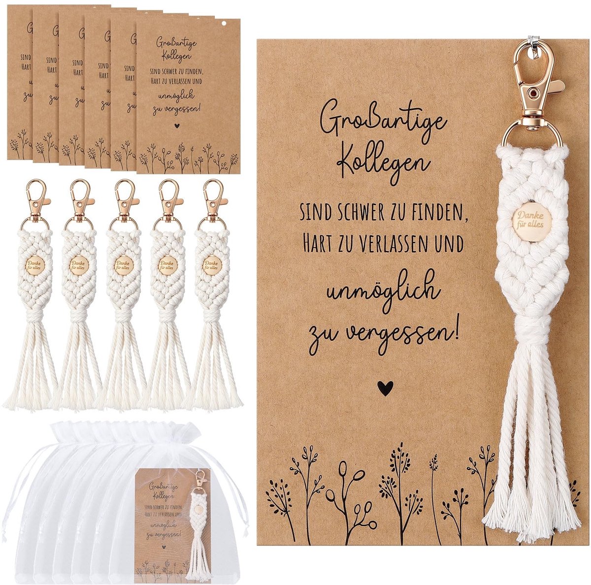 Solidchoice - Set van 10 Bedankcadeaus met Macramé Sleutelhangers
