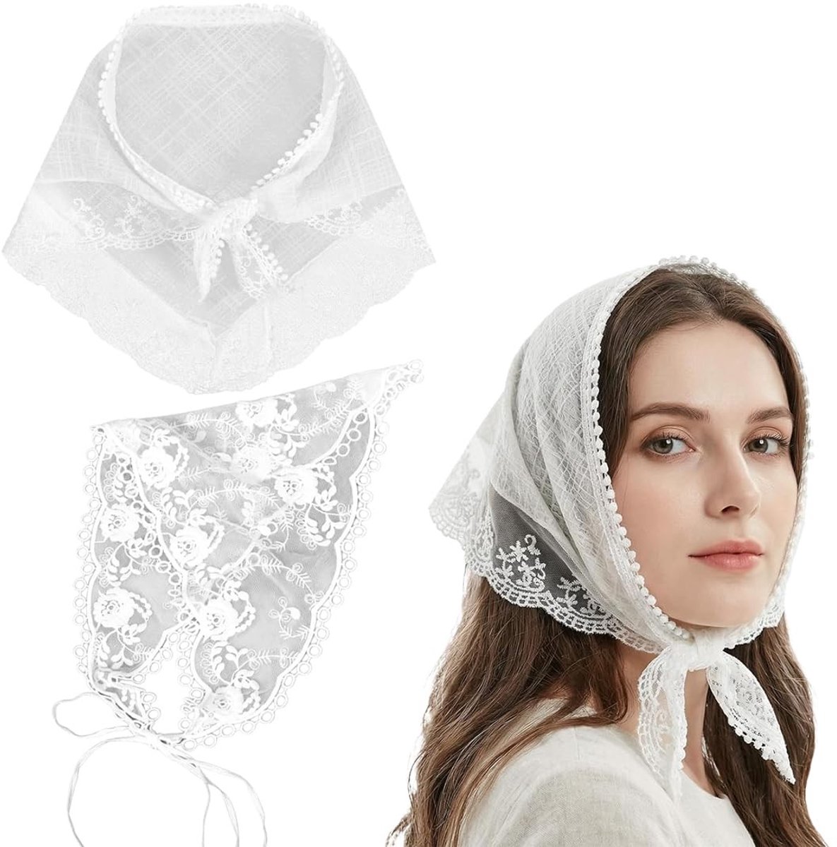 Solidchoice - Set van 2 Vintage Haar Sjaals met Triangle Design