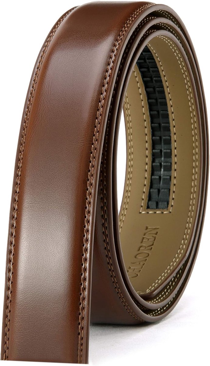 Leren riem zonder gesp 35mm - Automatische riem bruin - Maat 115cm - Ideaal voor dagelijks gebruik - ShopVlot