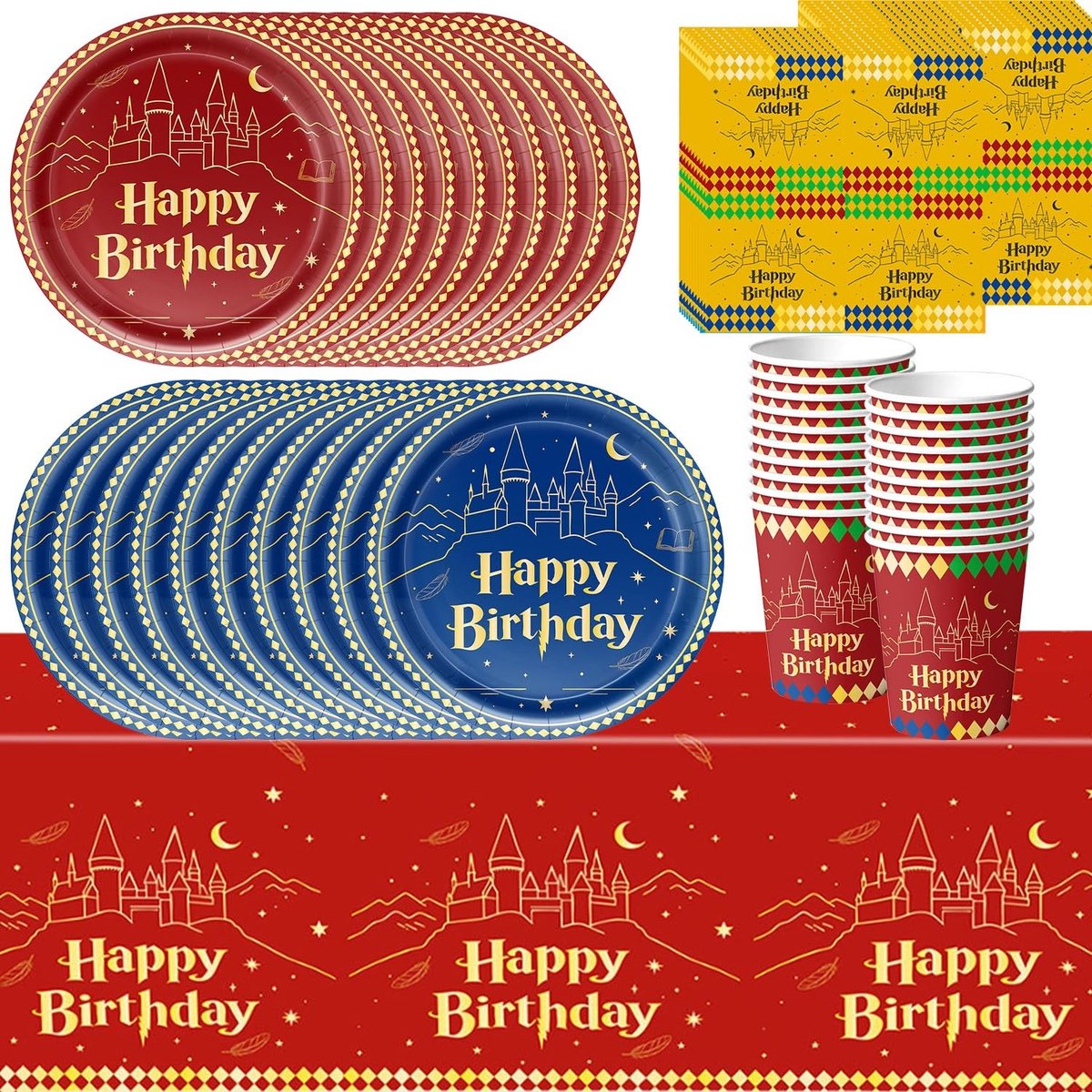 Solidchoice - 61-delige Partyserviesset voor 20 Gasten in Rood en Blauw