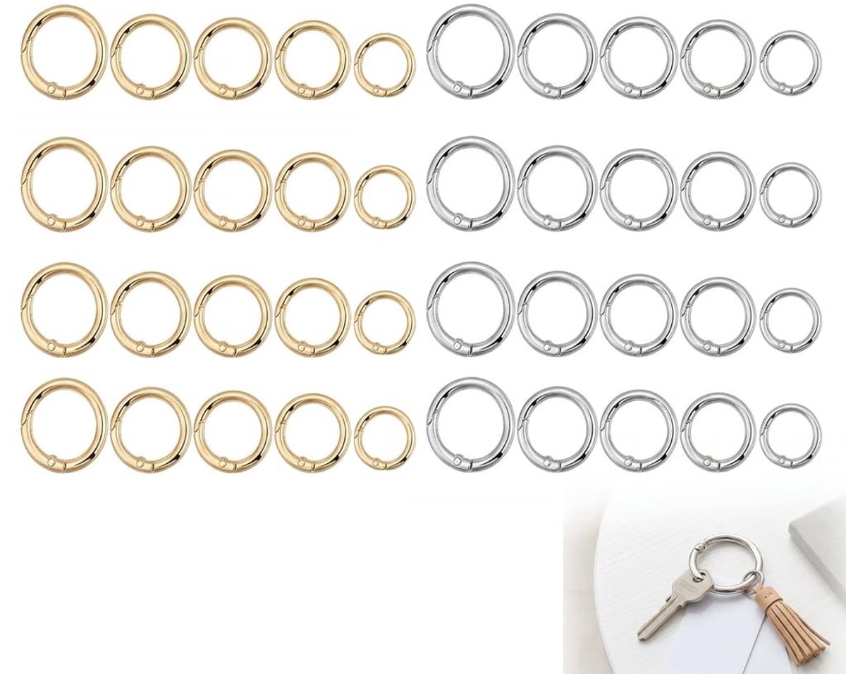 Solidchoice - Set van 40 Ronde Karabijnhaken voor Handtassen en Rugzakken