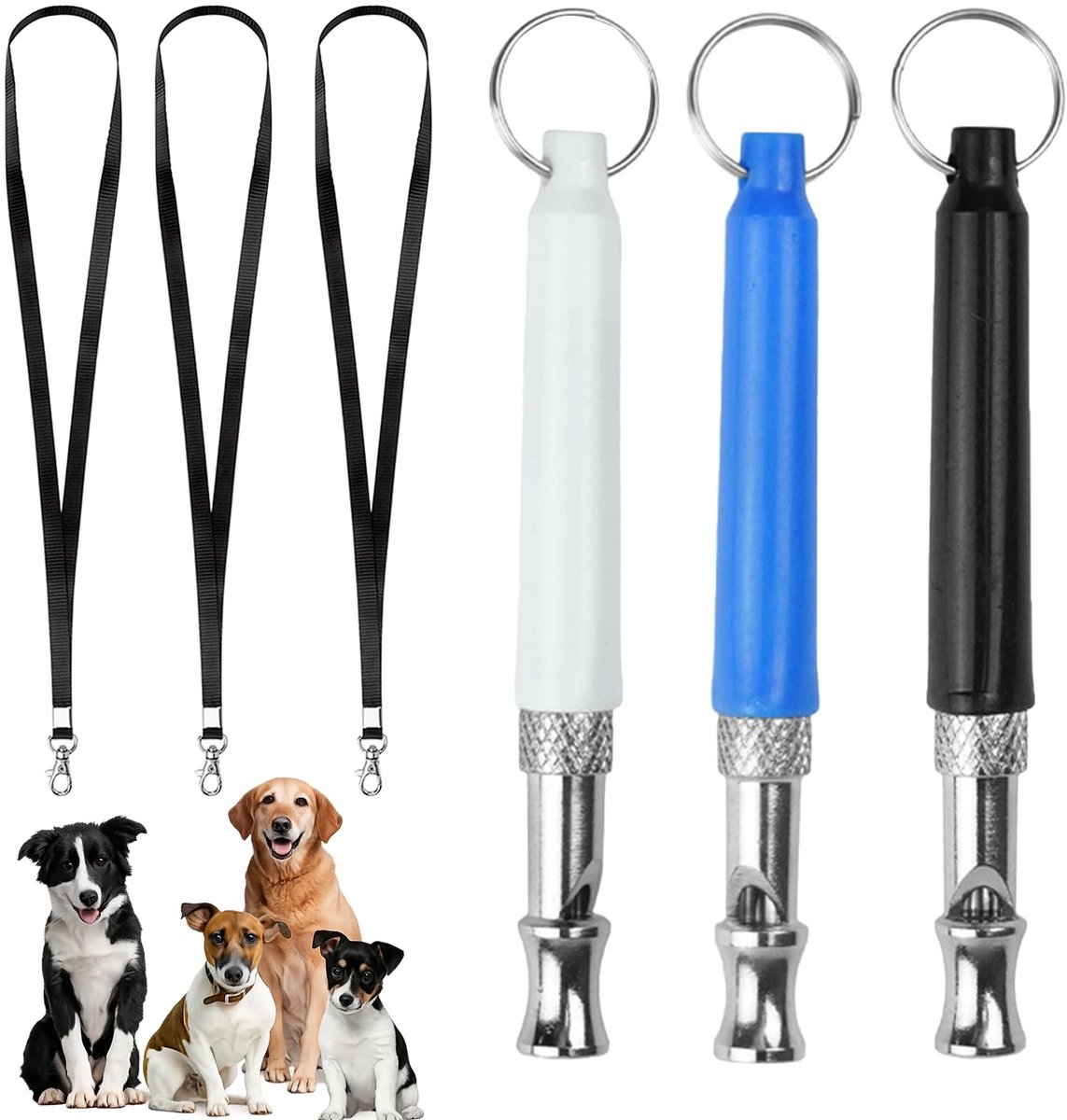 Solidchoice - Instelbaar Hondenfluitje voor Training, Set van 3