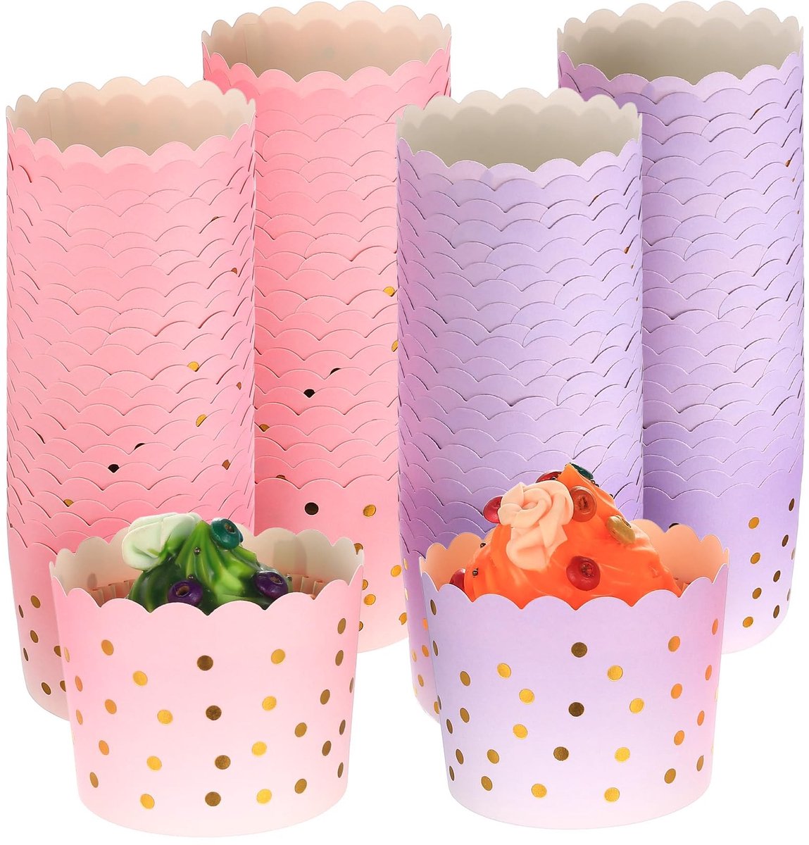 Solidchoice - 100 Stuks Paper Muffin Moulds in Roze voor Feesten