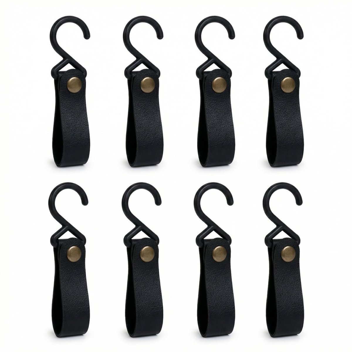 Solidchoice - Set van 8 Multifunctionele S-Haken met Lederen Lus