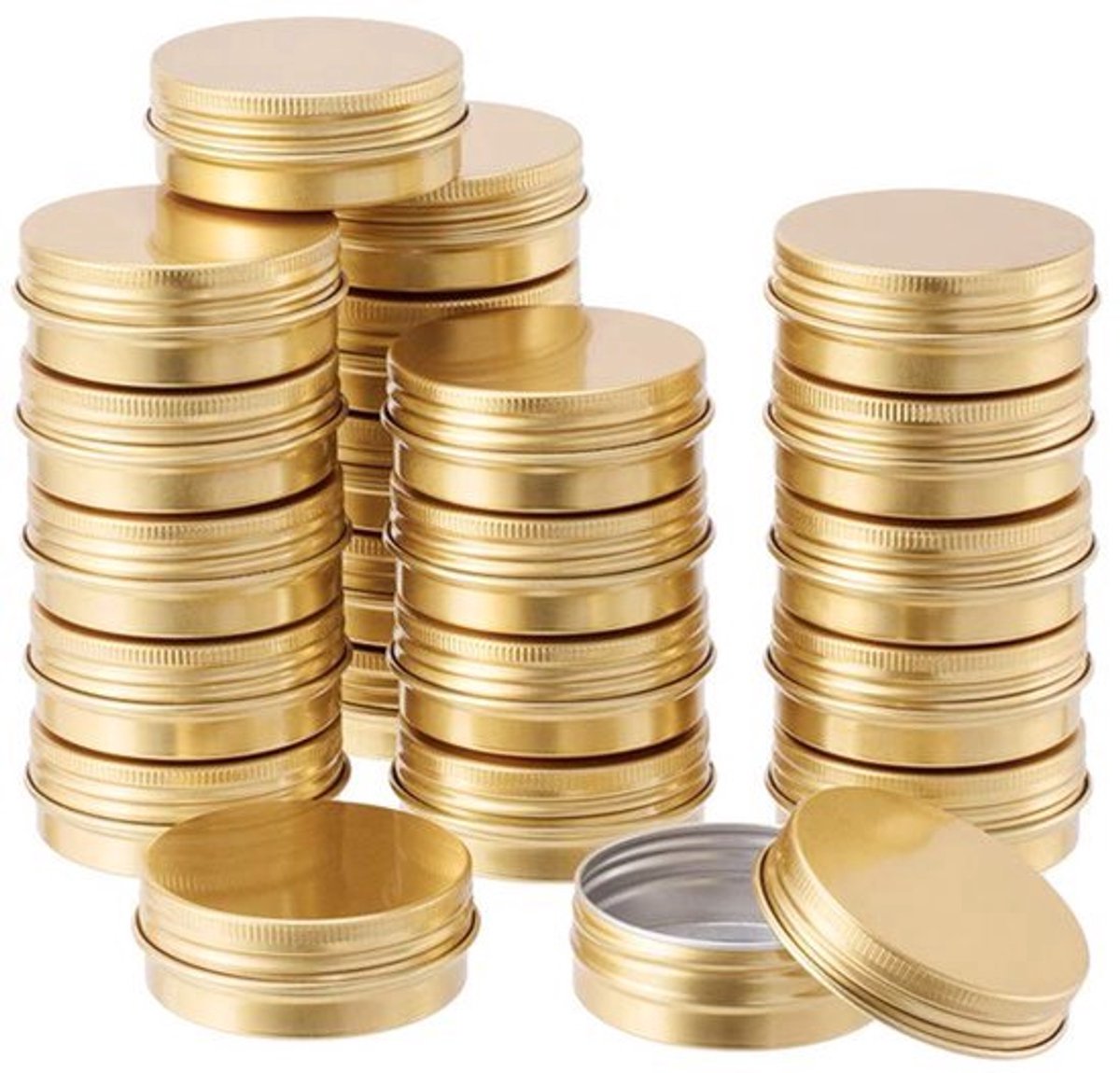 30 Stuks Aluminium Blikjes - Ronde 30 ml Met Schroefdeksel in Goud voor DIY Handwerk en Bewaren