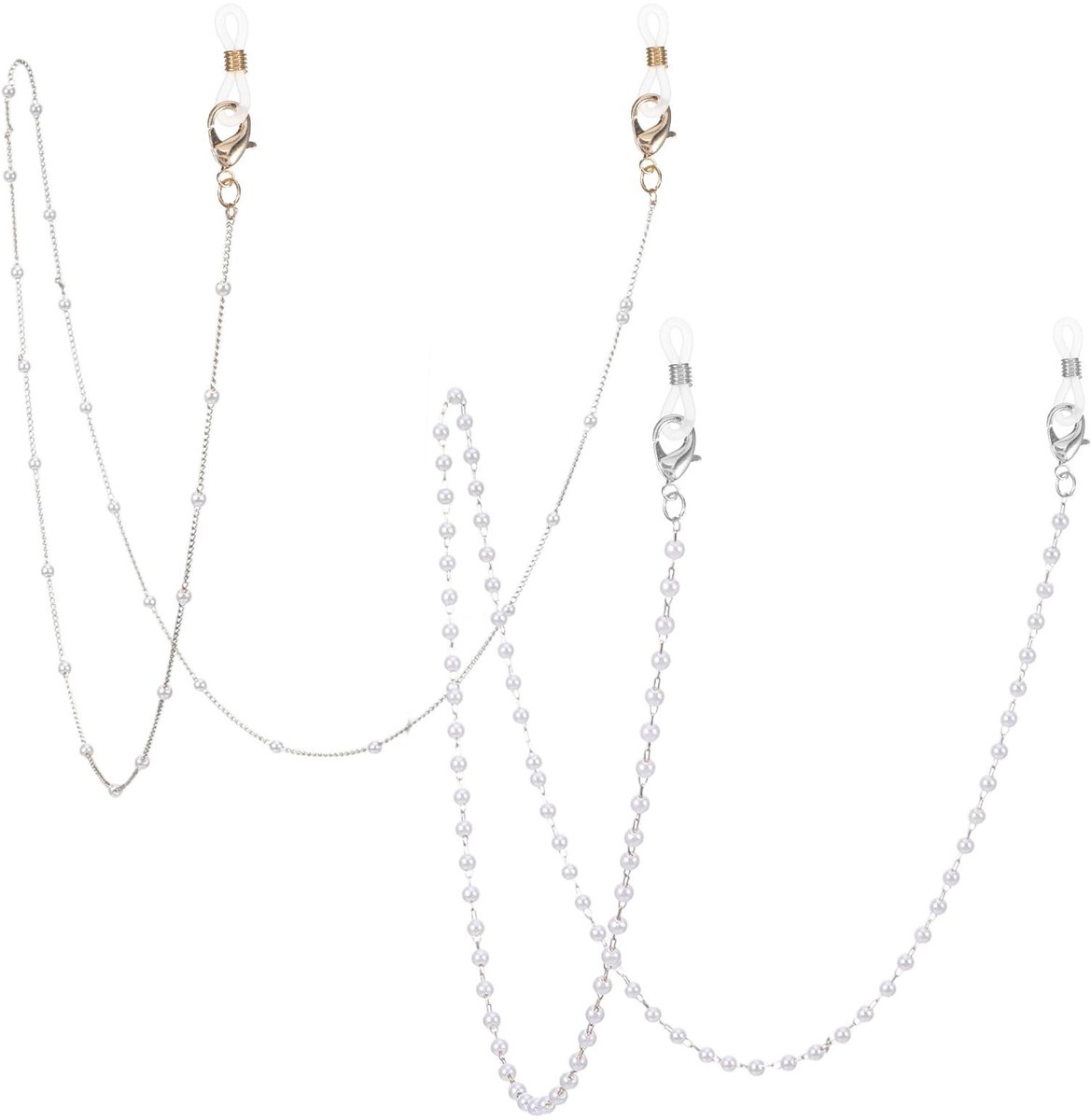 Solidchoice - 2 Stuks Brillenketting met Parels, Goudkleurig