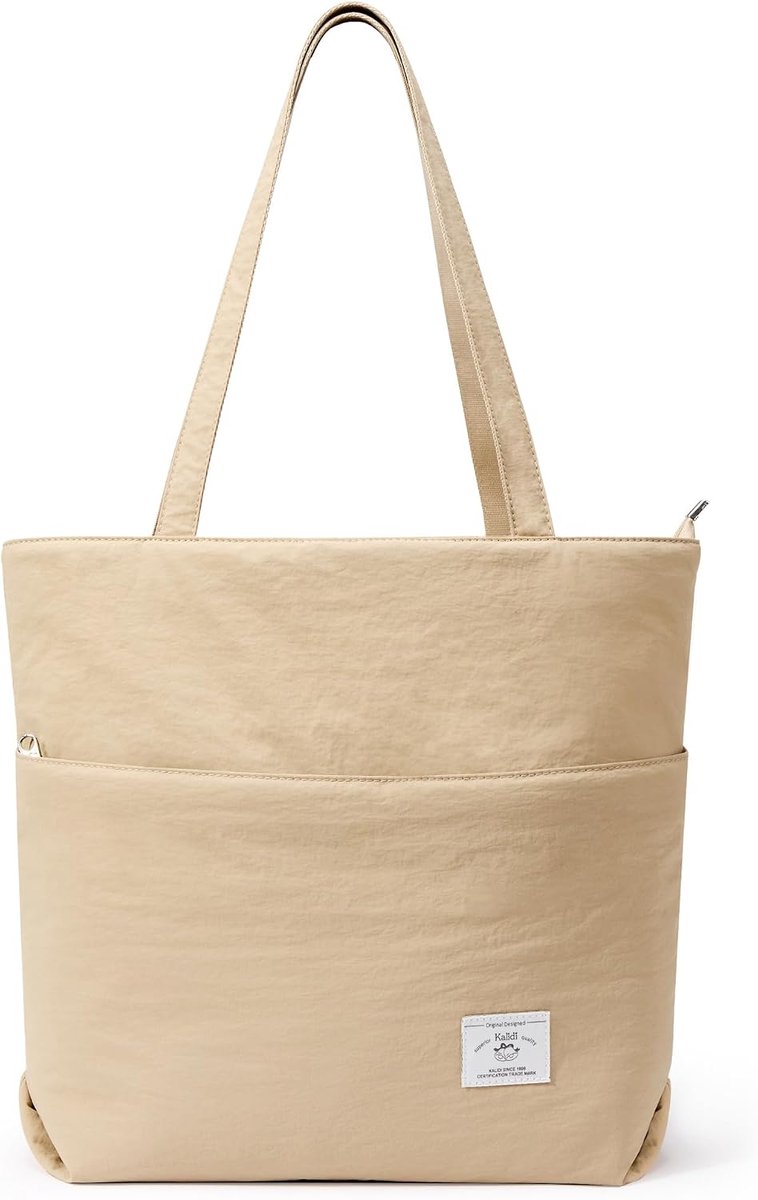 Tote bag groot - gewatteerde puffer tas - met rits en vakken - ideaal voor werk en school - ShopVlot