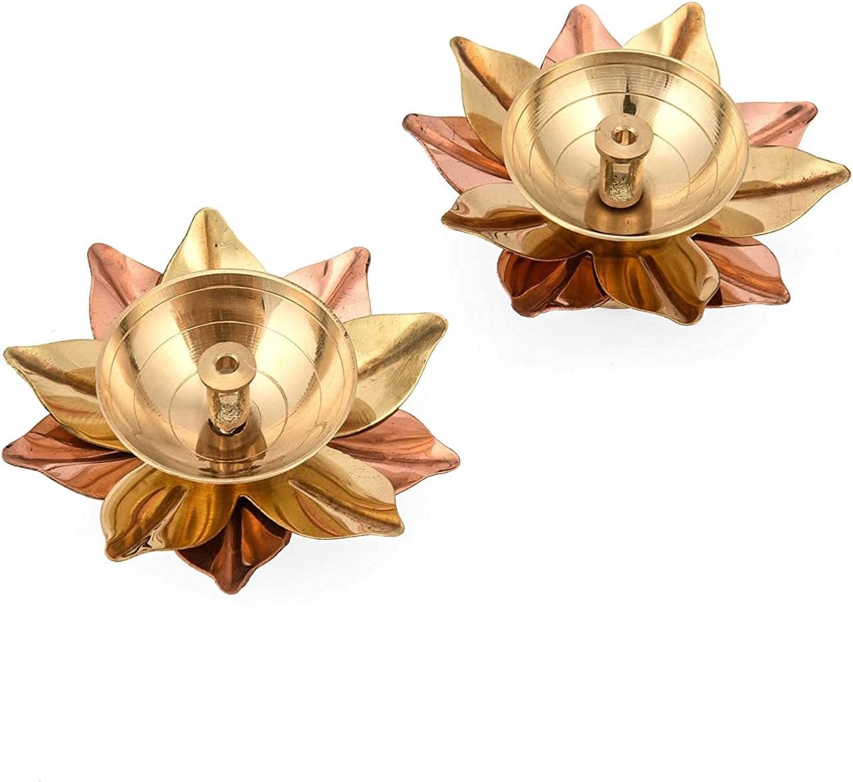 Brass Oil Lamp Brass Deep Diya Indian Oil Lamp Diwali Pooja Lamp Akhand Lotus Diya (2) - ShopVlot