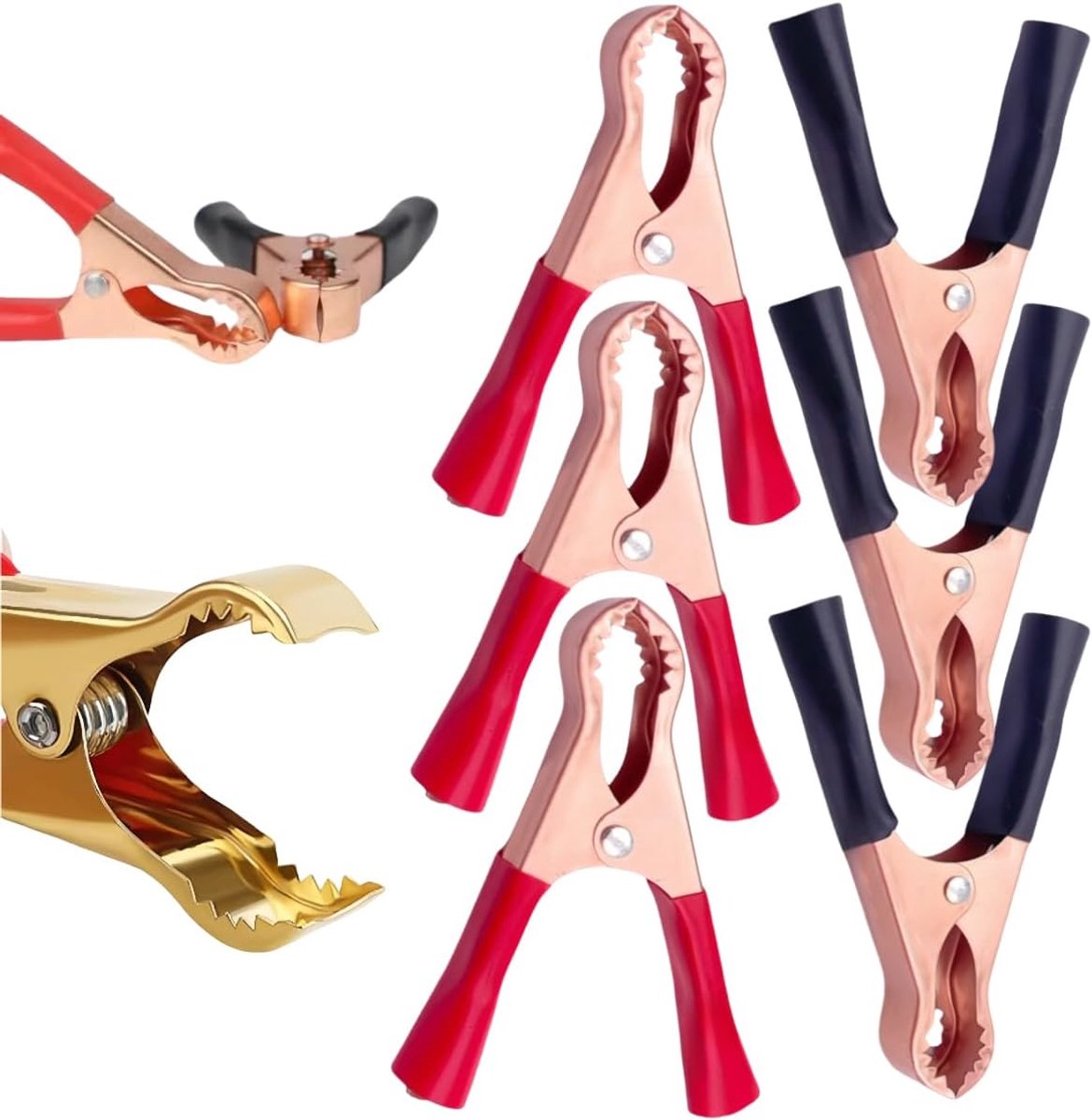 Crocodile Clips Jump Leads Heavy Duty for Car Battery, 6PCS 50A 80mm Alligator Clips for Automotive Use, Red and Black - ShopVlot