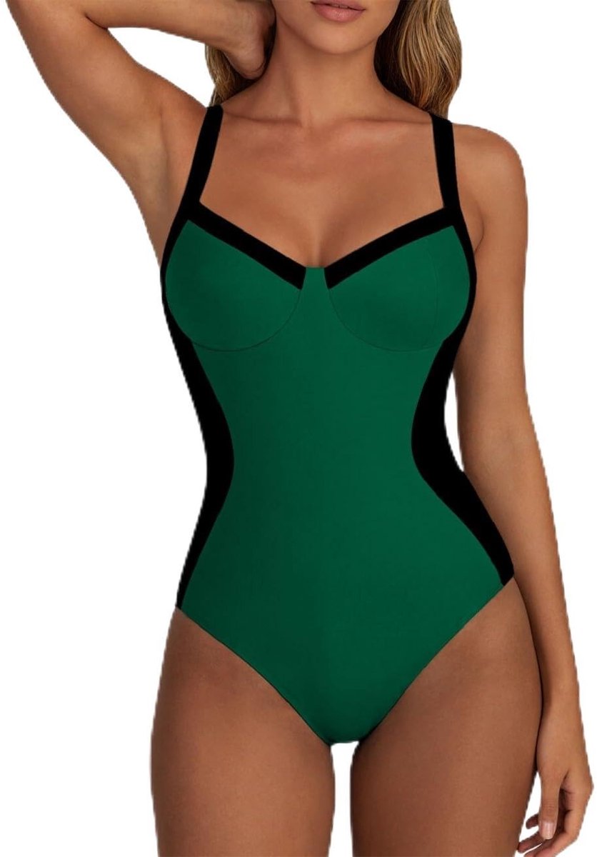Solidchoice - Dames V-hals Monokini met Push Up Effect